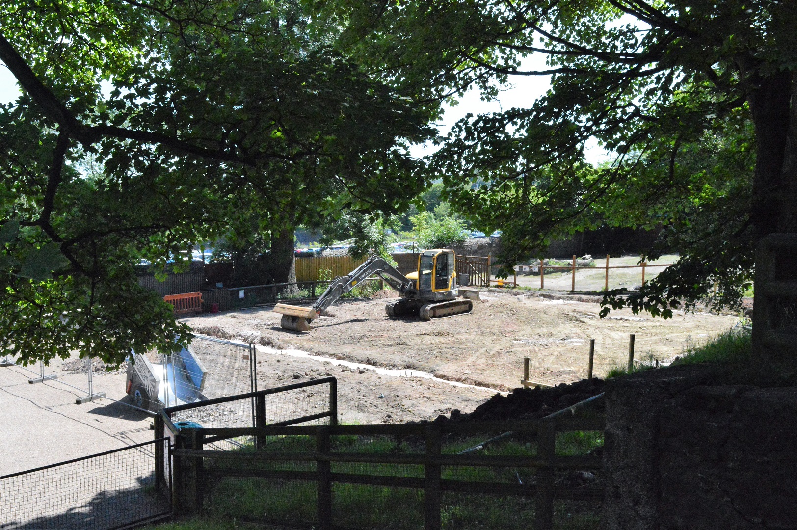 Demolished barn in farmyard