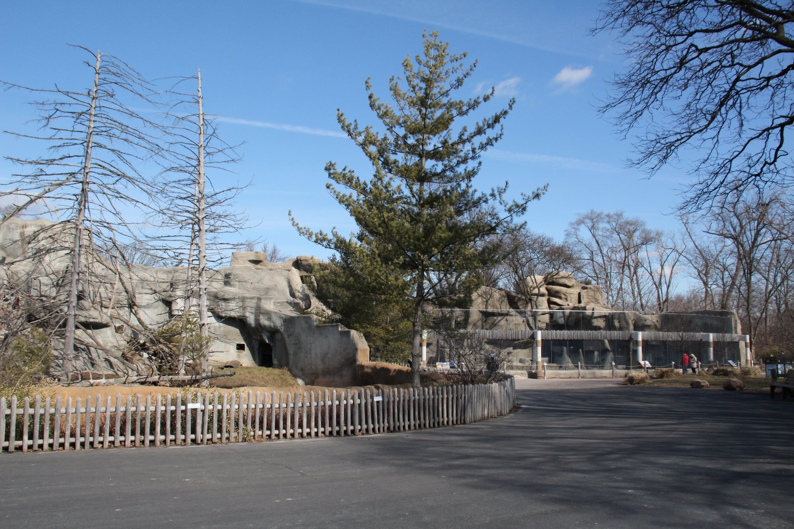 Detroit Zoo - Japanese Macaque enclosure (left) / African Lion enclosure (right)