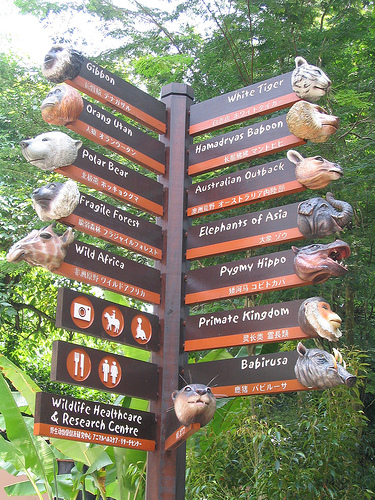 Direction signs, Singapore Zoo