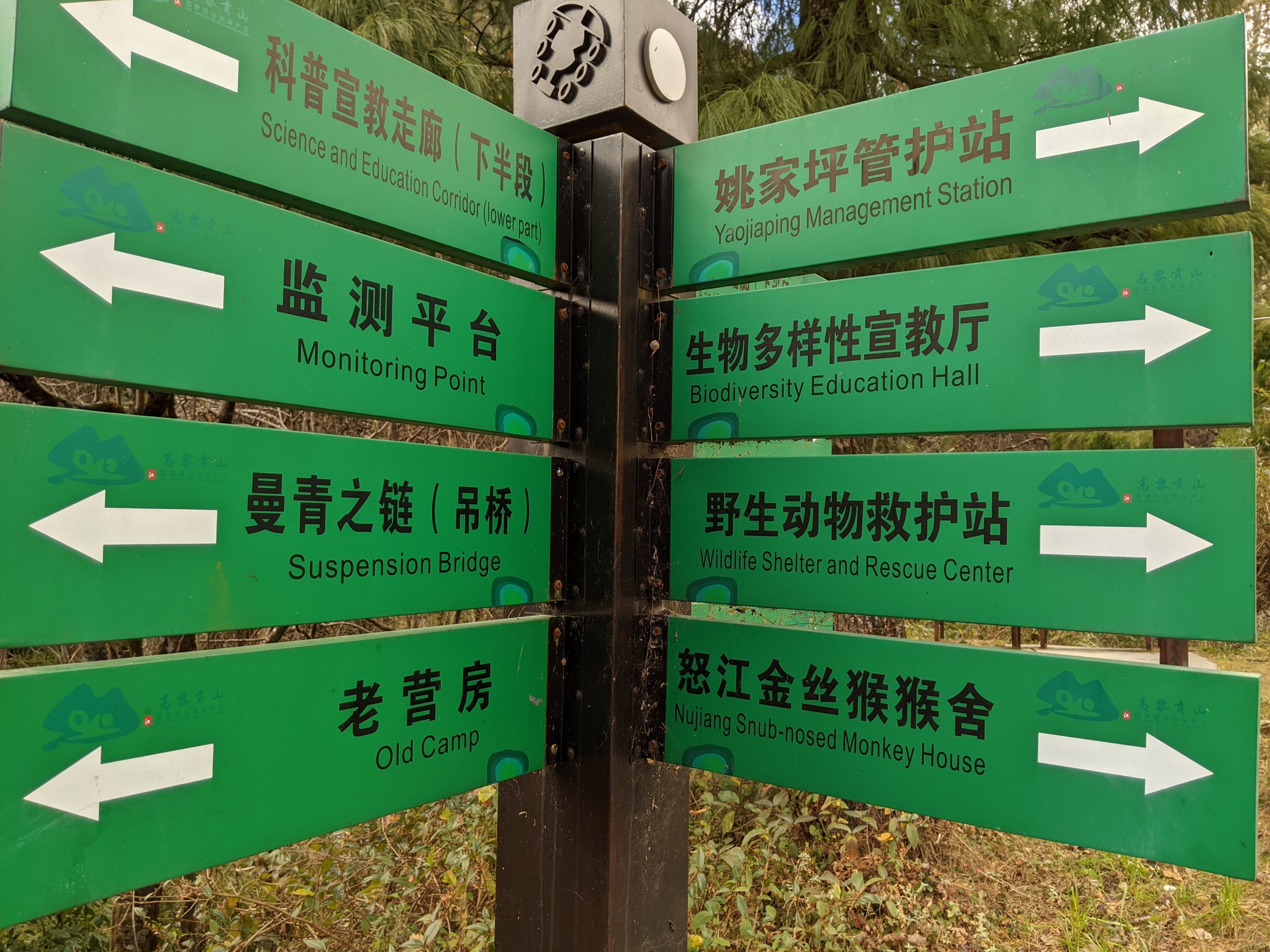 Directional signs at Yaojiaping Rescue Centre