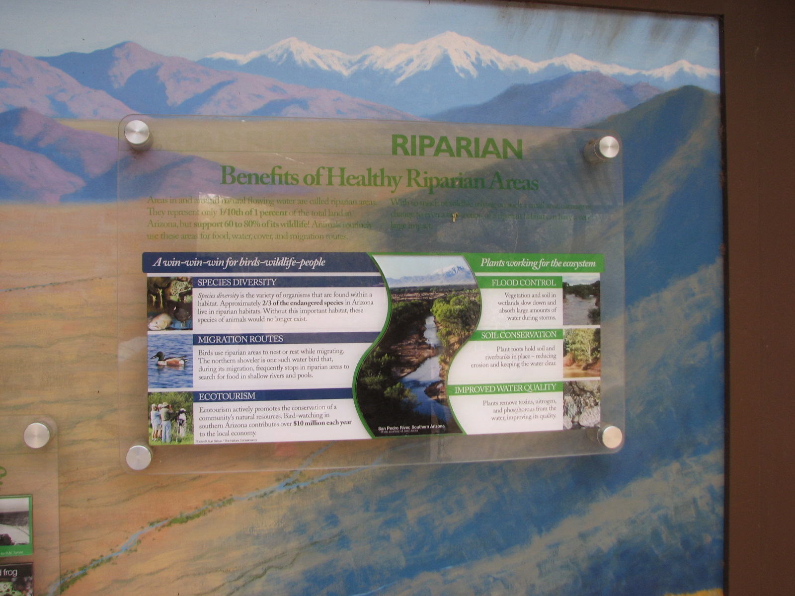 Display about water usage in Phoenix on the Arizona Trail