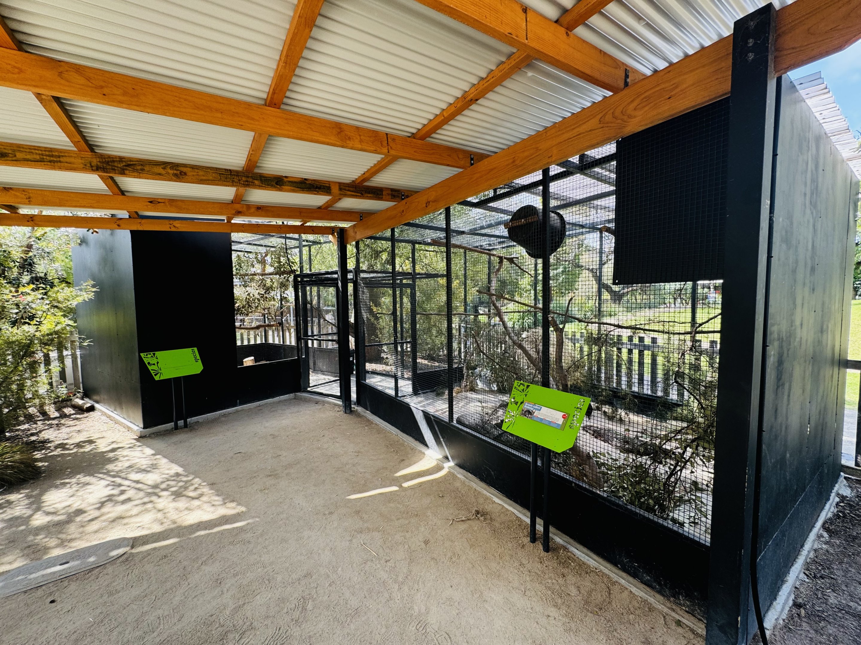 Dollarbird and potoroo enclosures