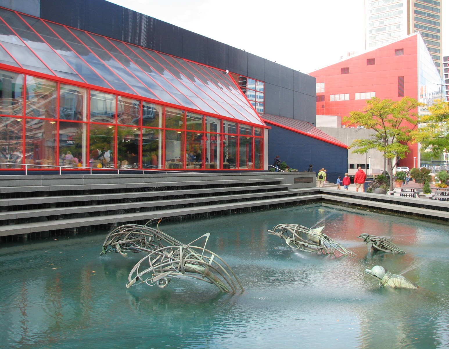 Dolphin Fountain outside of Pier 4 Pavilion