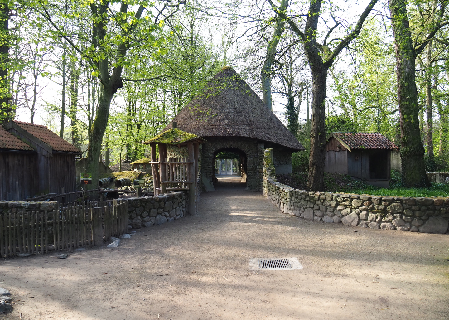 Domestic rabbit and European badger exhibits and walkway, 2022-04-12