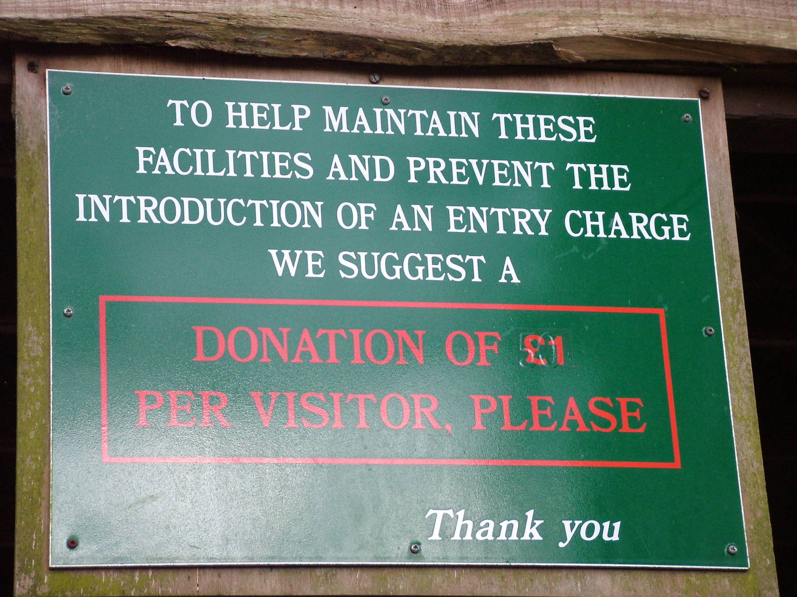 Donation sign at Tilgate Nature Centre 14/03/10