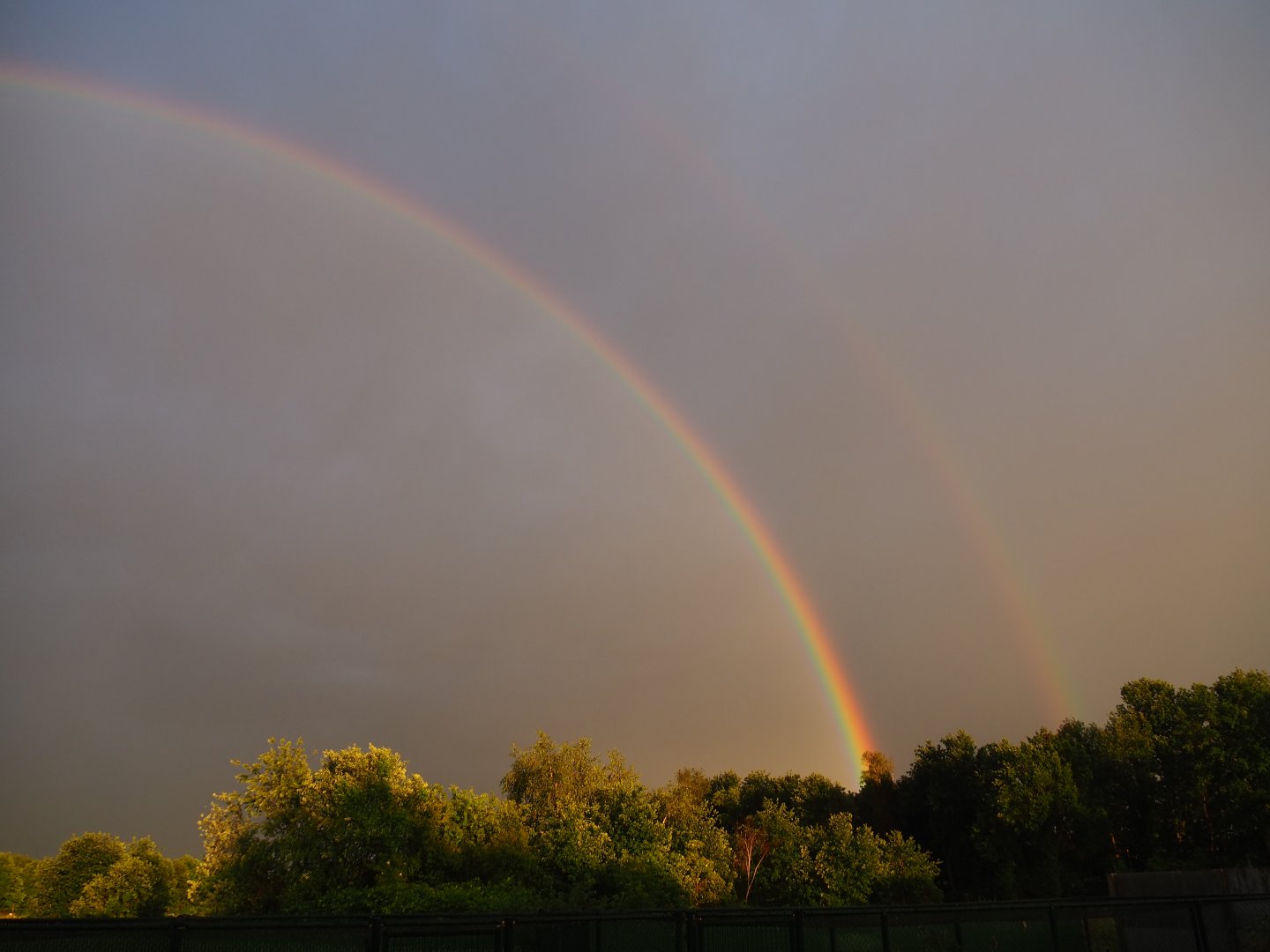 Double rainbow seen from our backyard tonight (2020-06-05)
