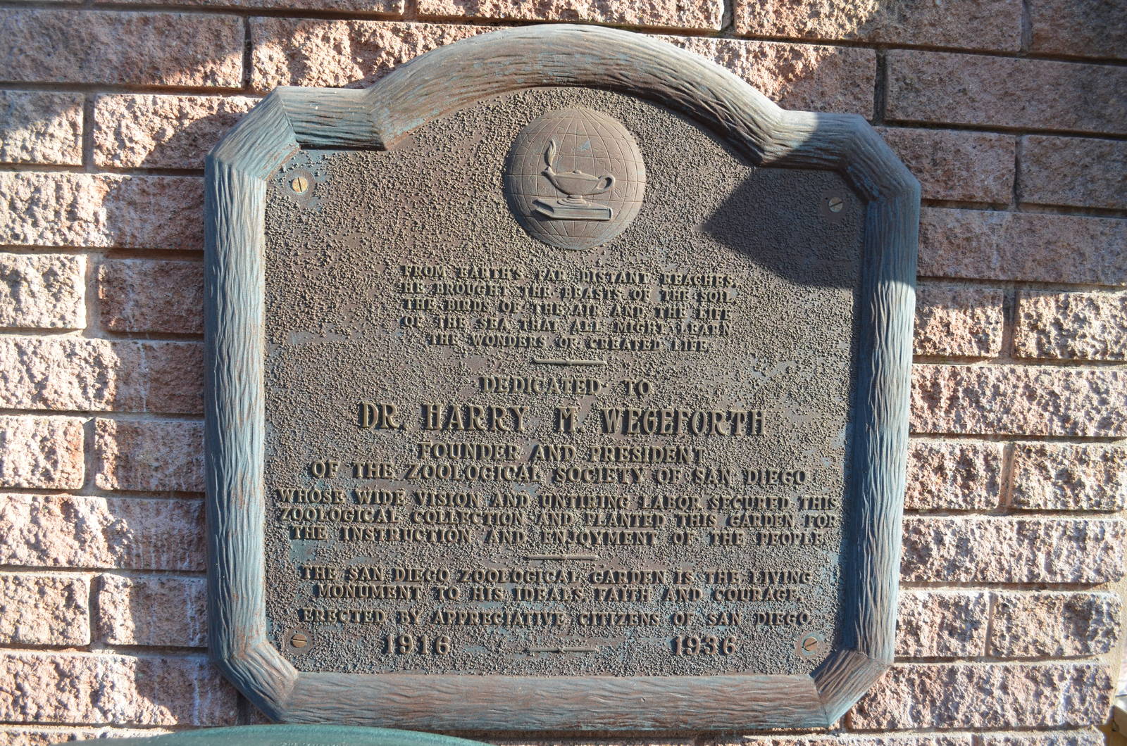 Dr. Harry M. Wegeforth Dedication Plaque