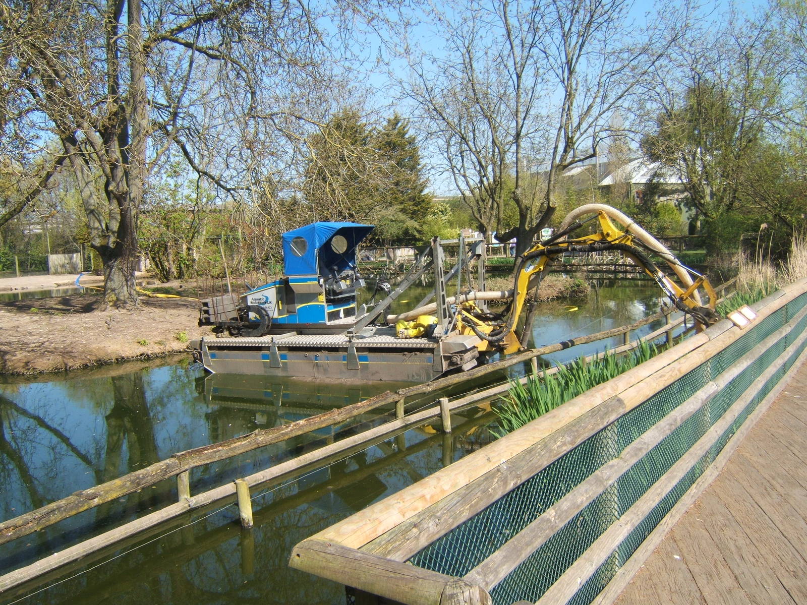 Dredger to remove the silt from the Flamingo ponds