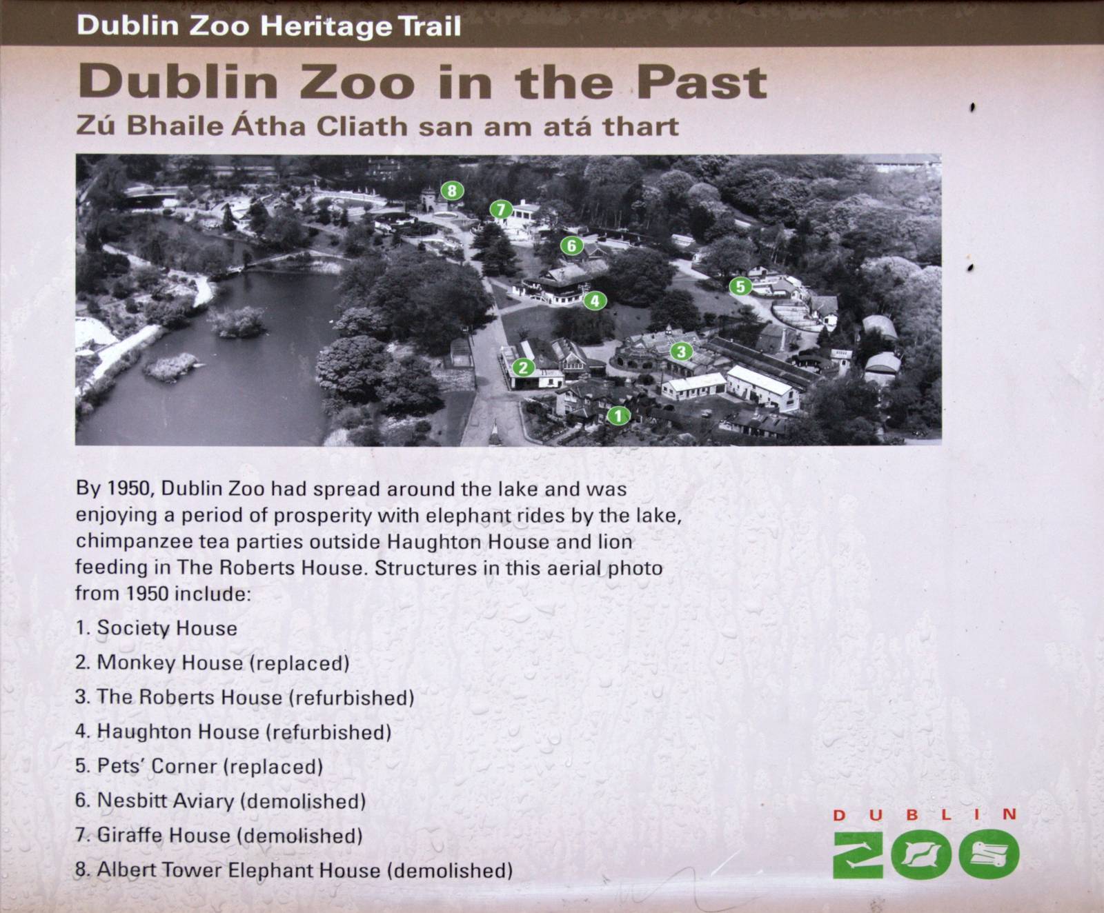Dublin Zoo in the Past - information sign
