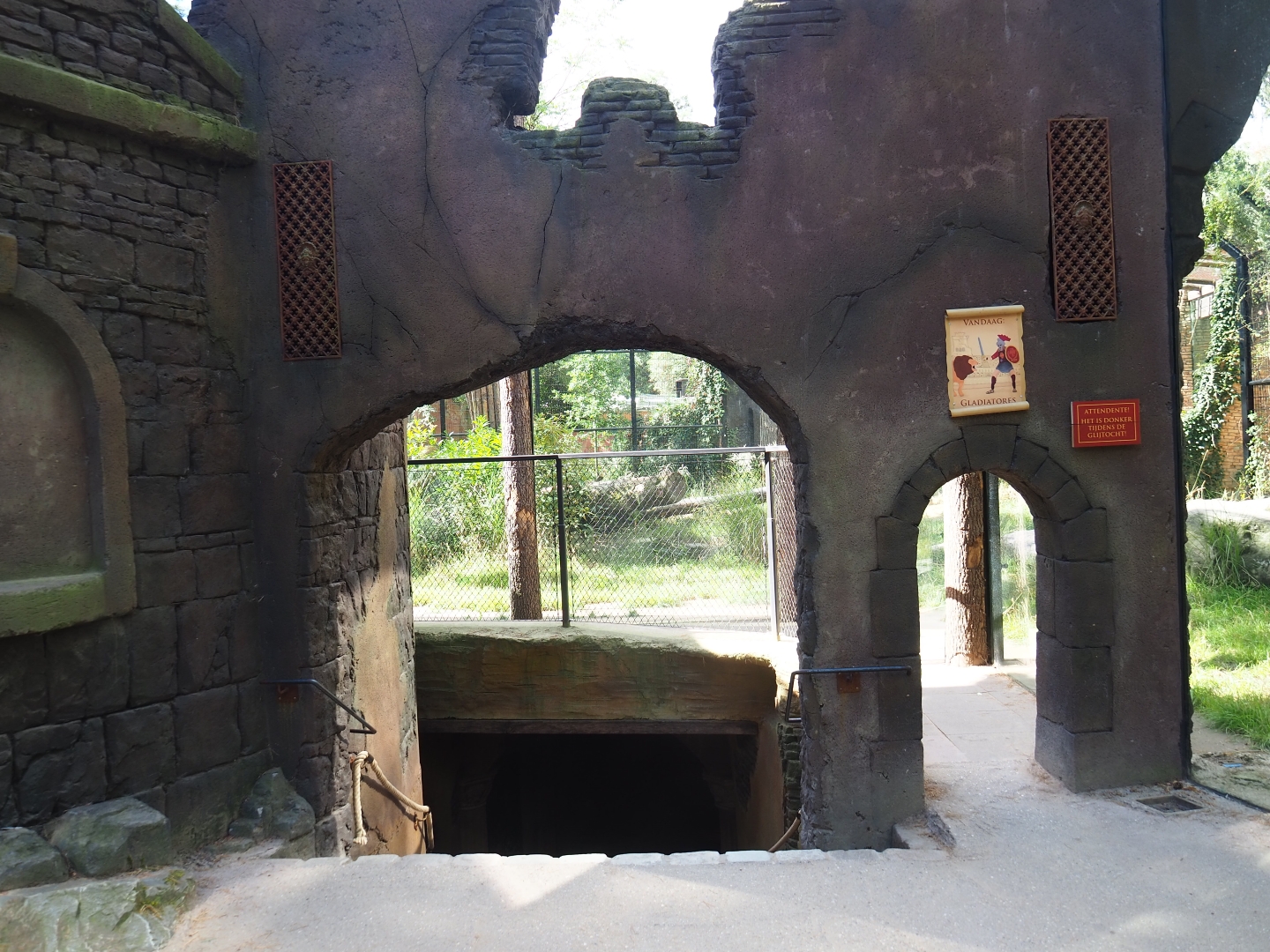 Dungeon exhibit and lion viewing area