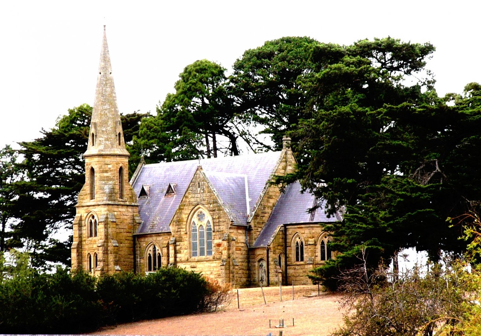 Early convict built church.  Tasmania