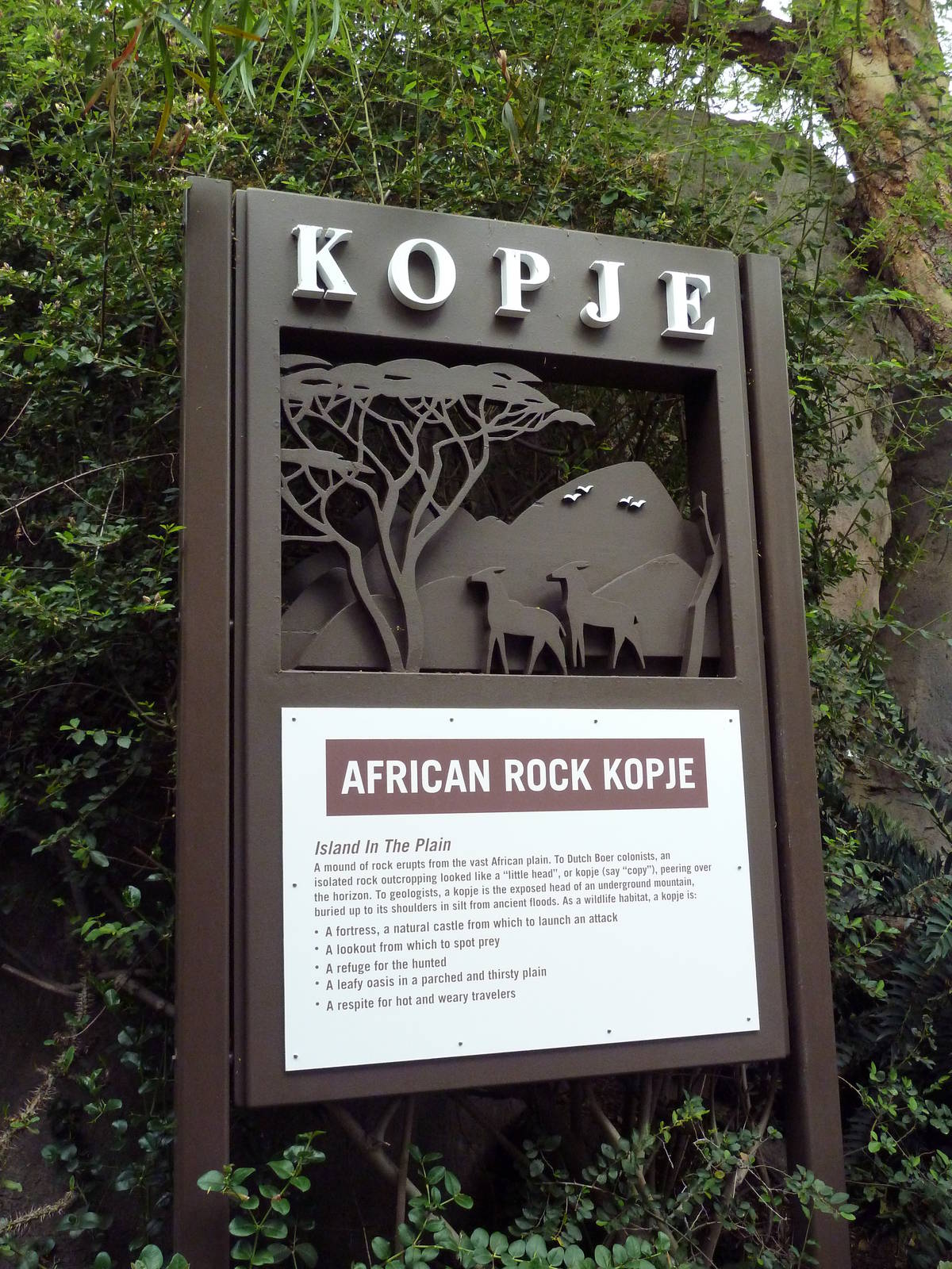 East African Kopje - Entrance Sign