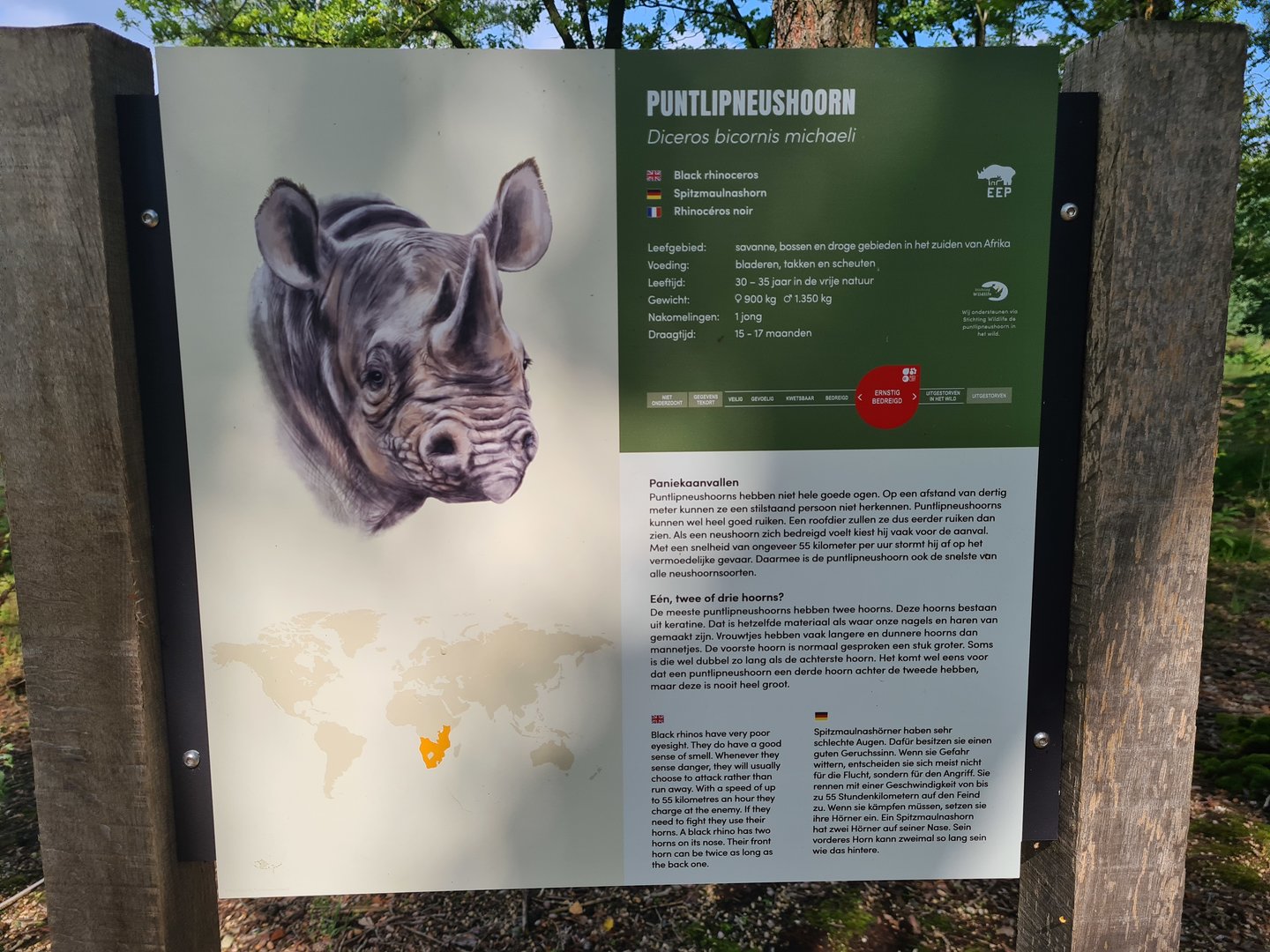 Eastern Black rhinoceros signage