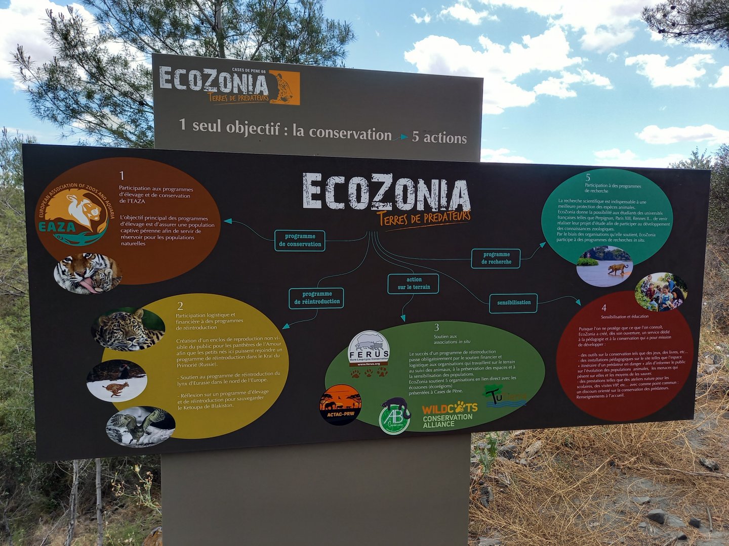 Ecozonia - Panel showing the park's five main actions for conservation