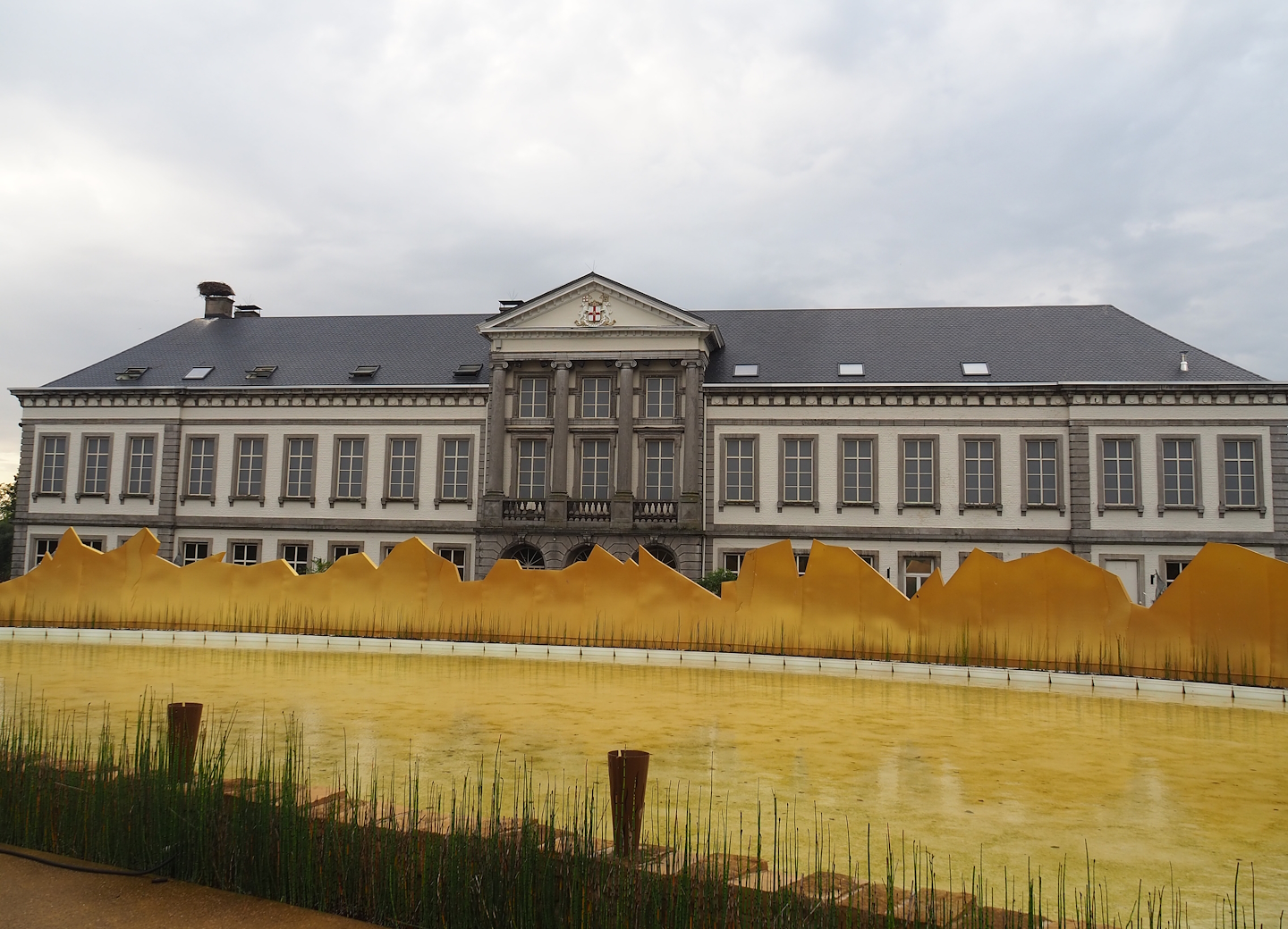 Edge of the "Egg of the World" entrance area and 1852 castle aquarium building, 2023-10-13