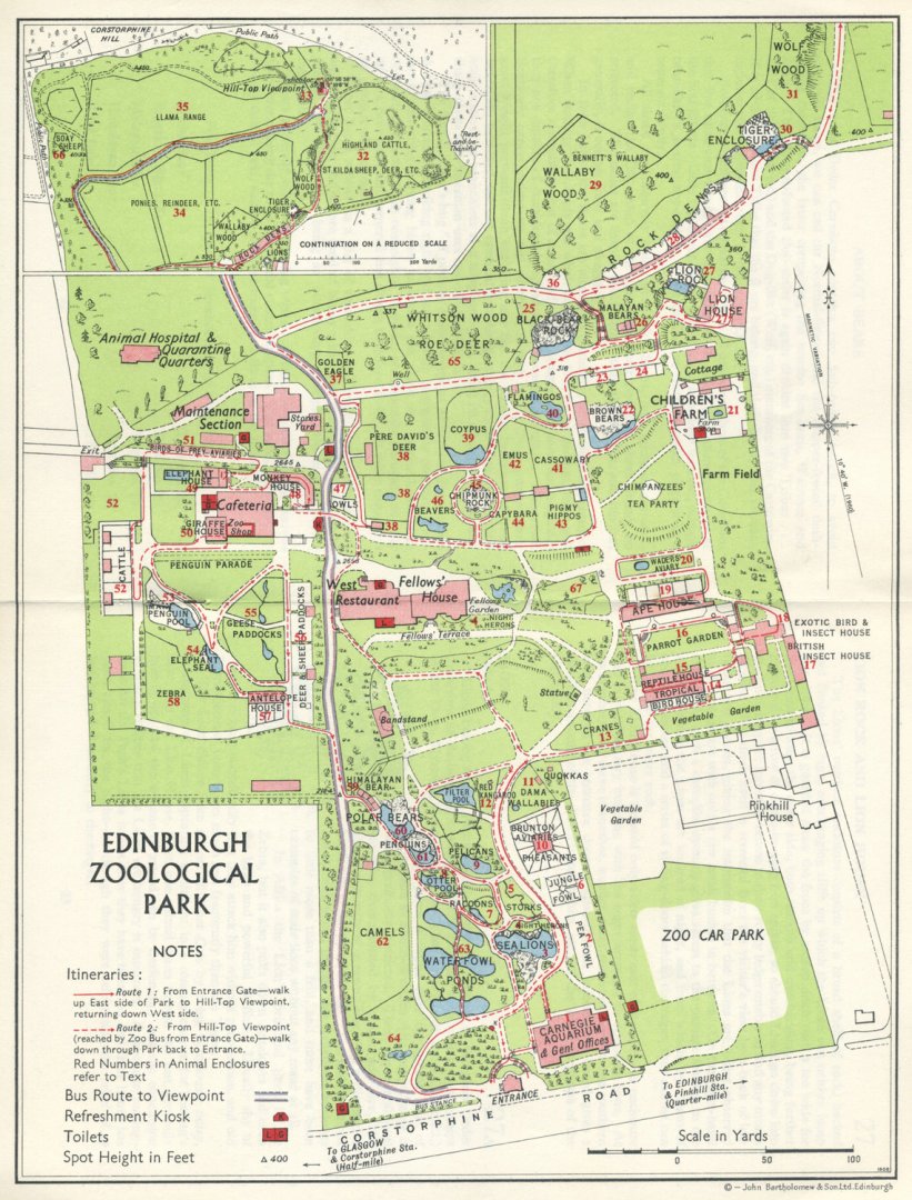 Edinburgh Zoo Map 1958