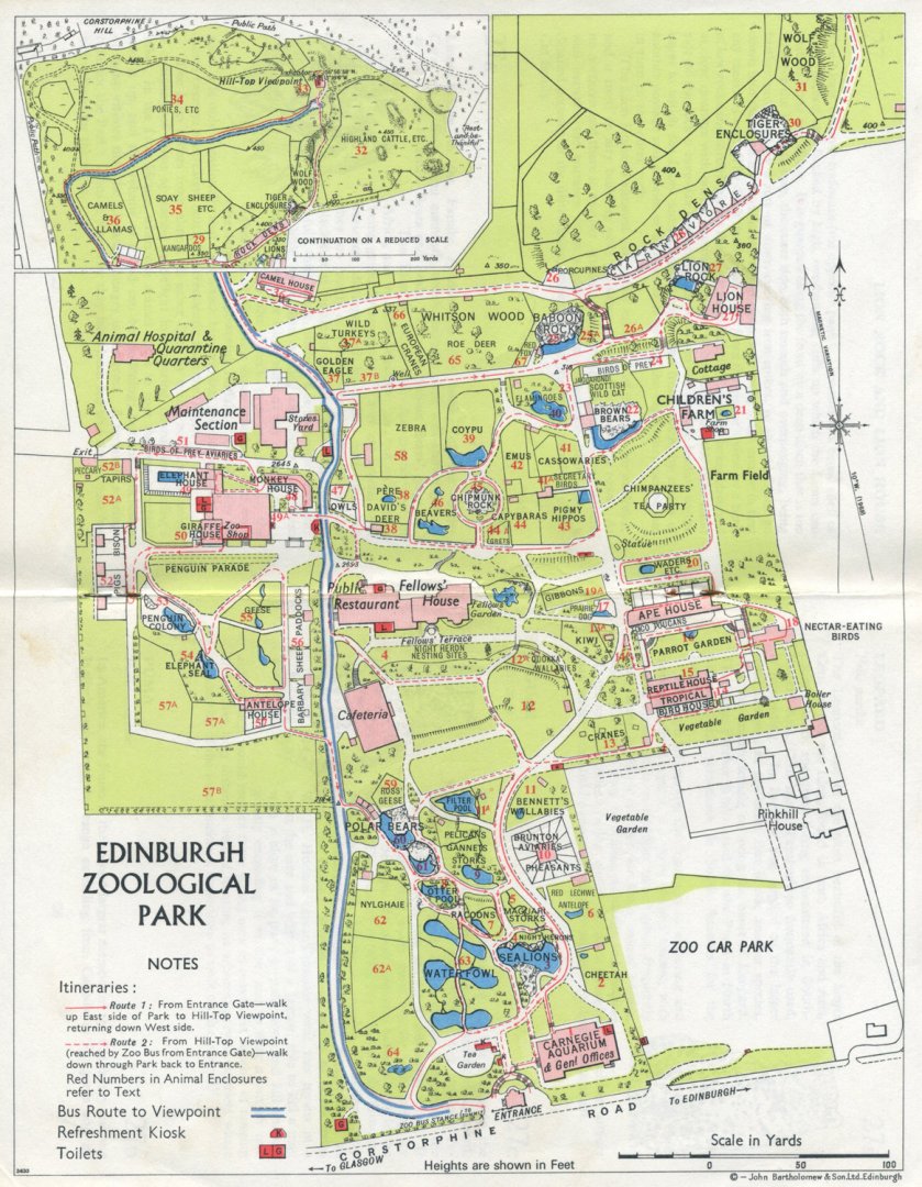 Edinburgh Zoo Map 1969