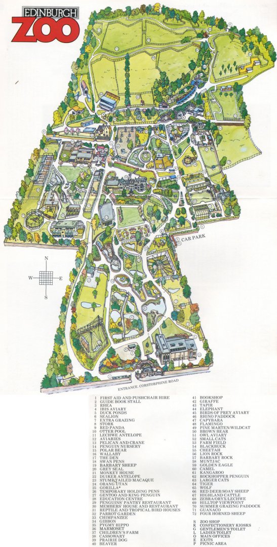 Edinburgh Zoo Map 1985