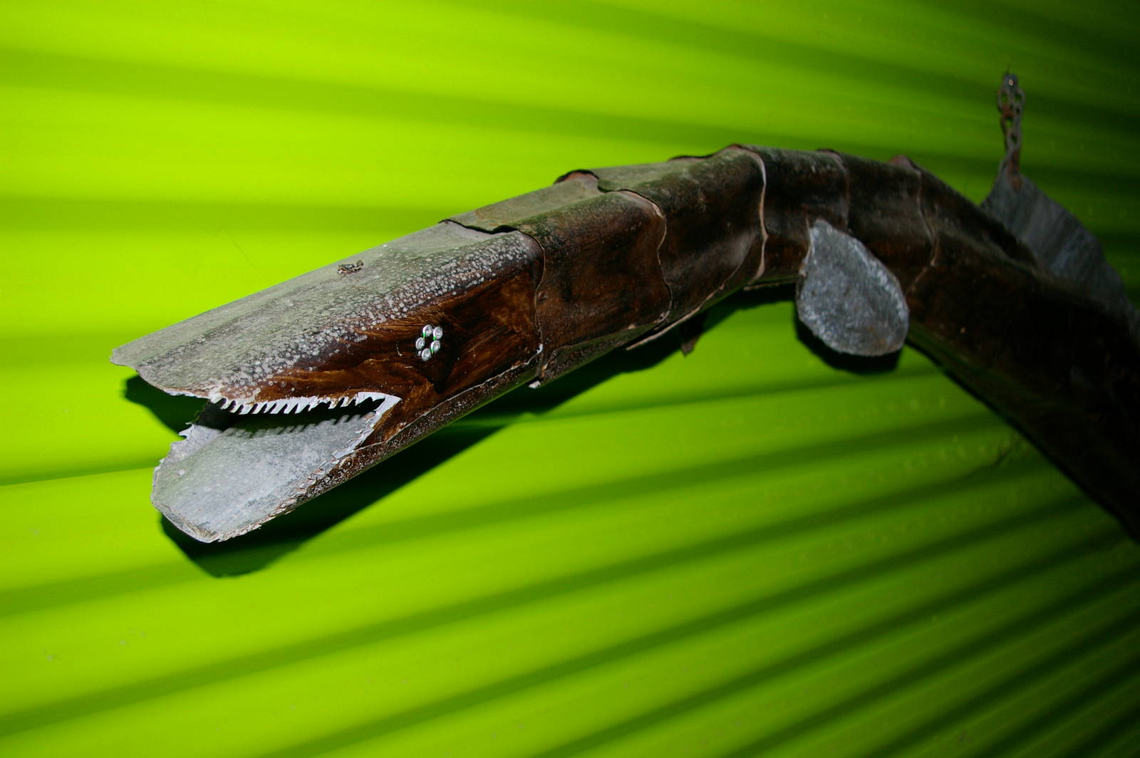 eel sculpture in the Green Tunnel