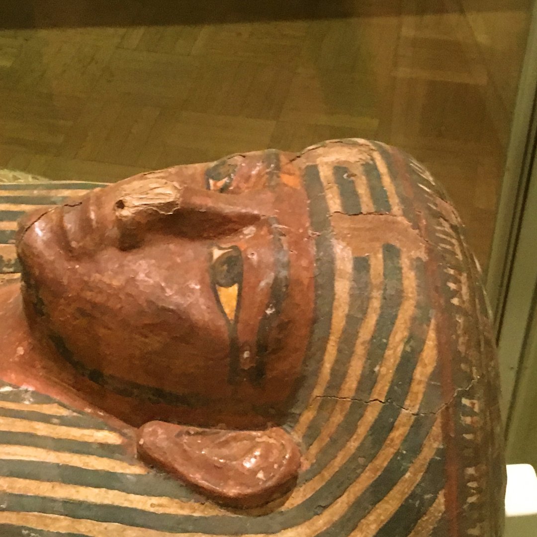 Egypt: Sarcophagus of Antjau Head Detail