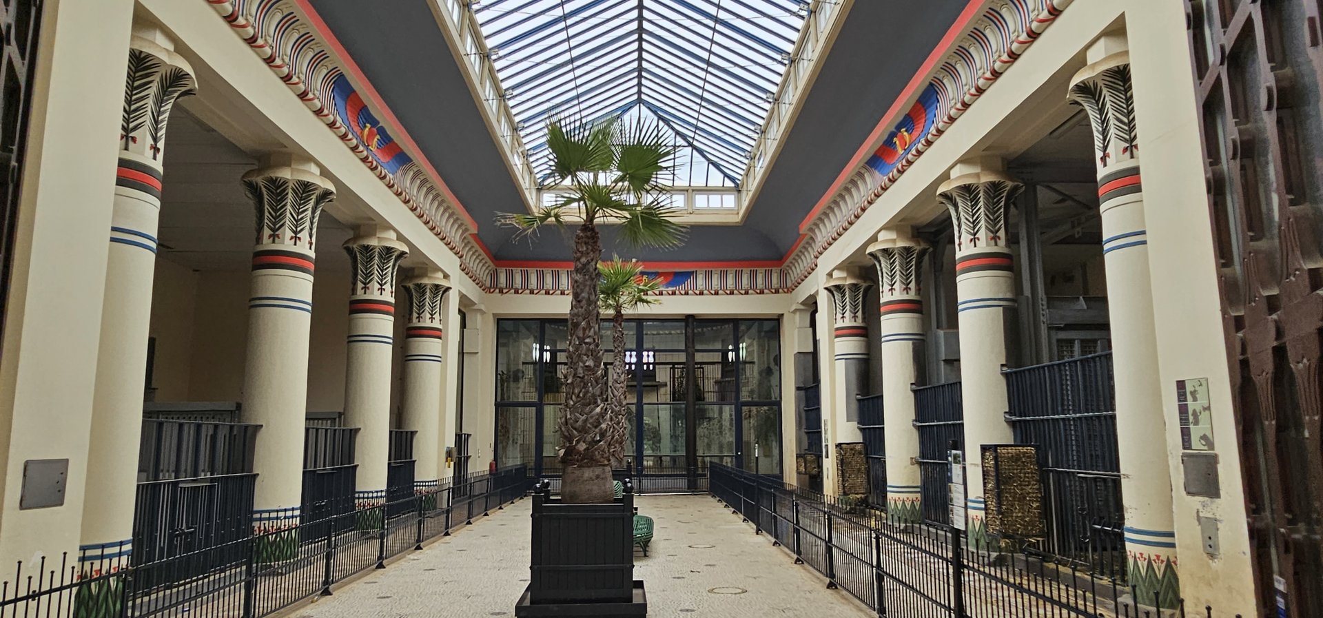 egyptain temple, elephant and giraffe housing