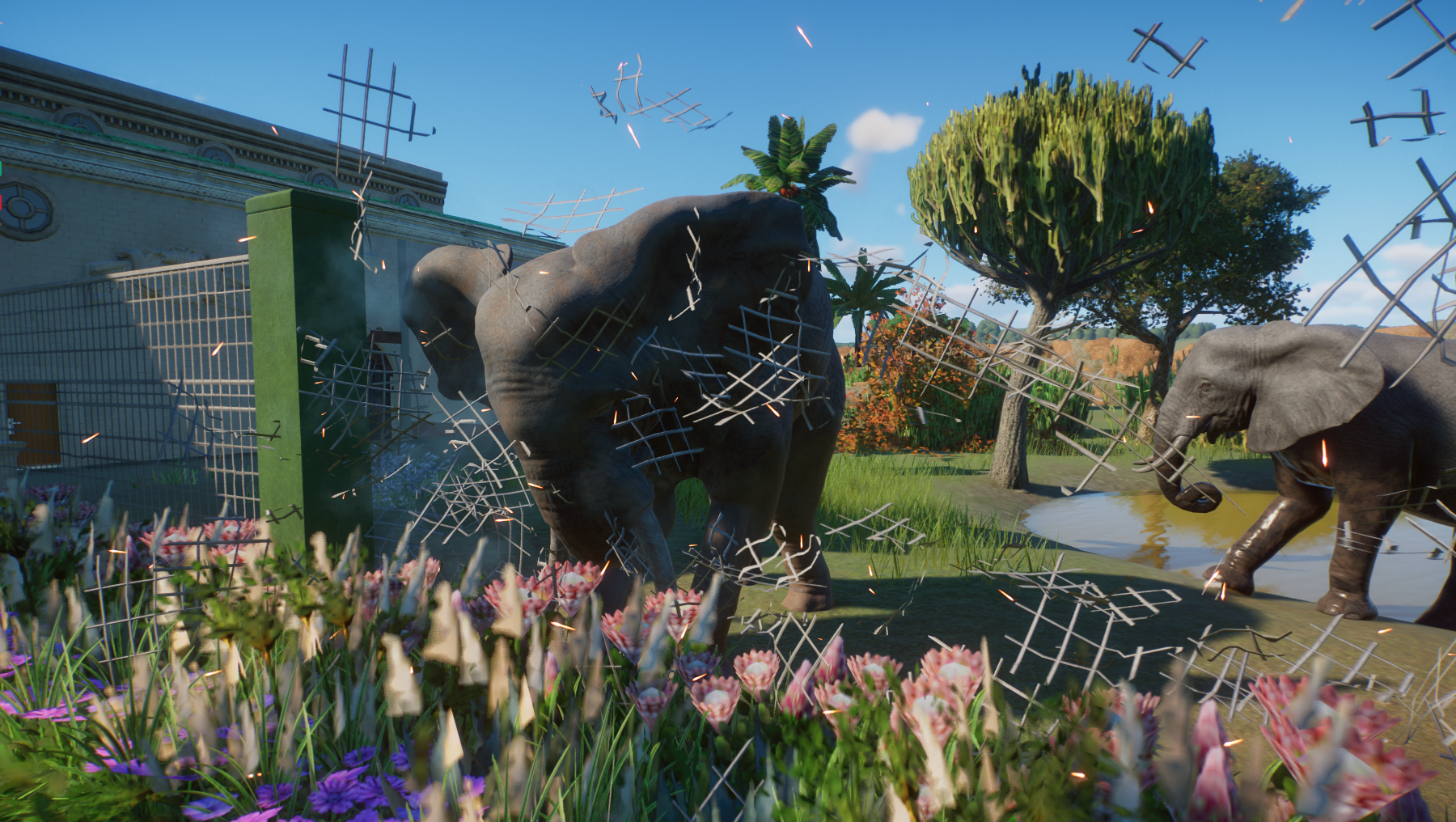 Elephant demolishes fence