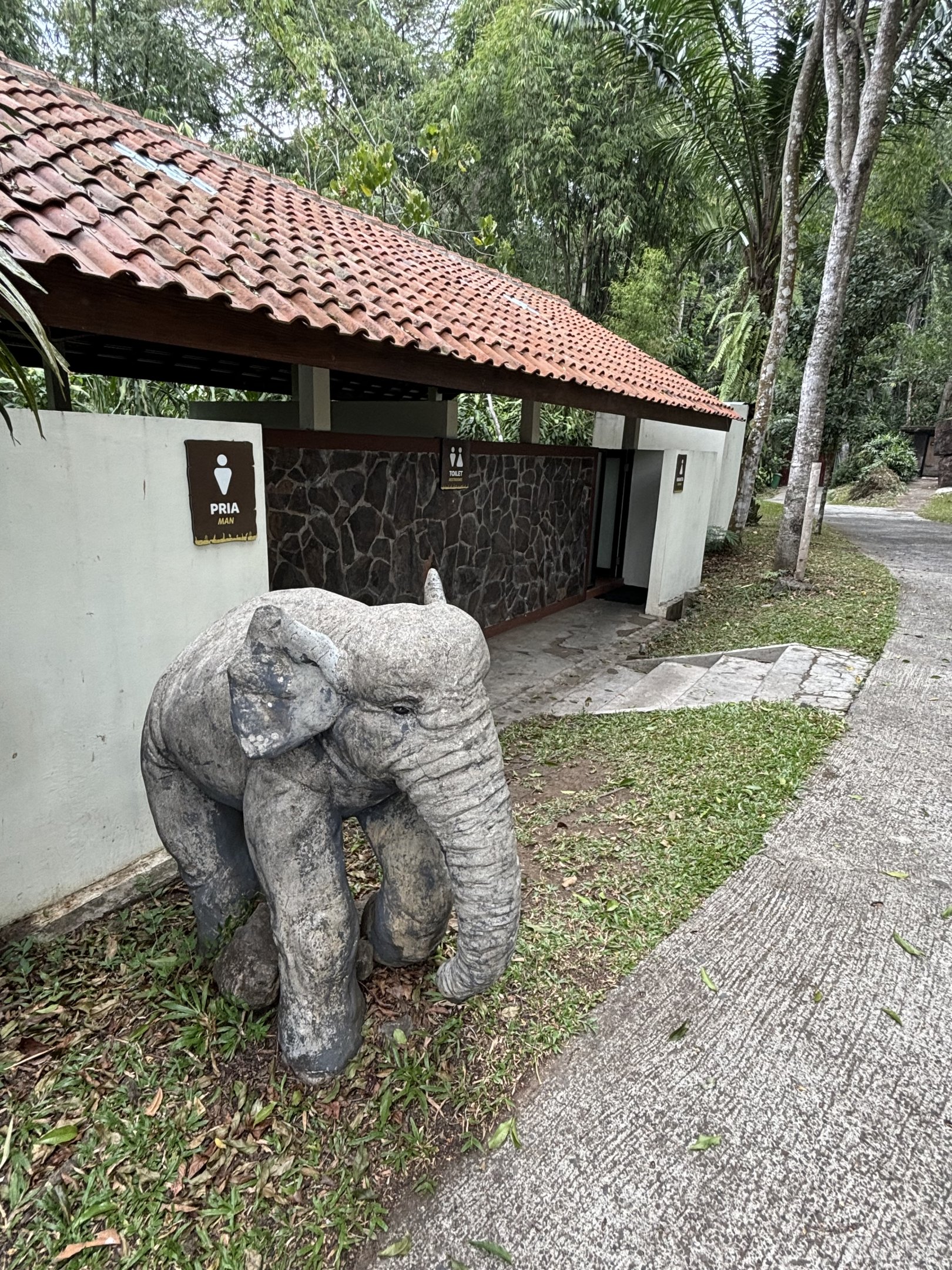 Elephant Statue + Toilets