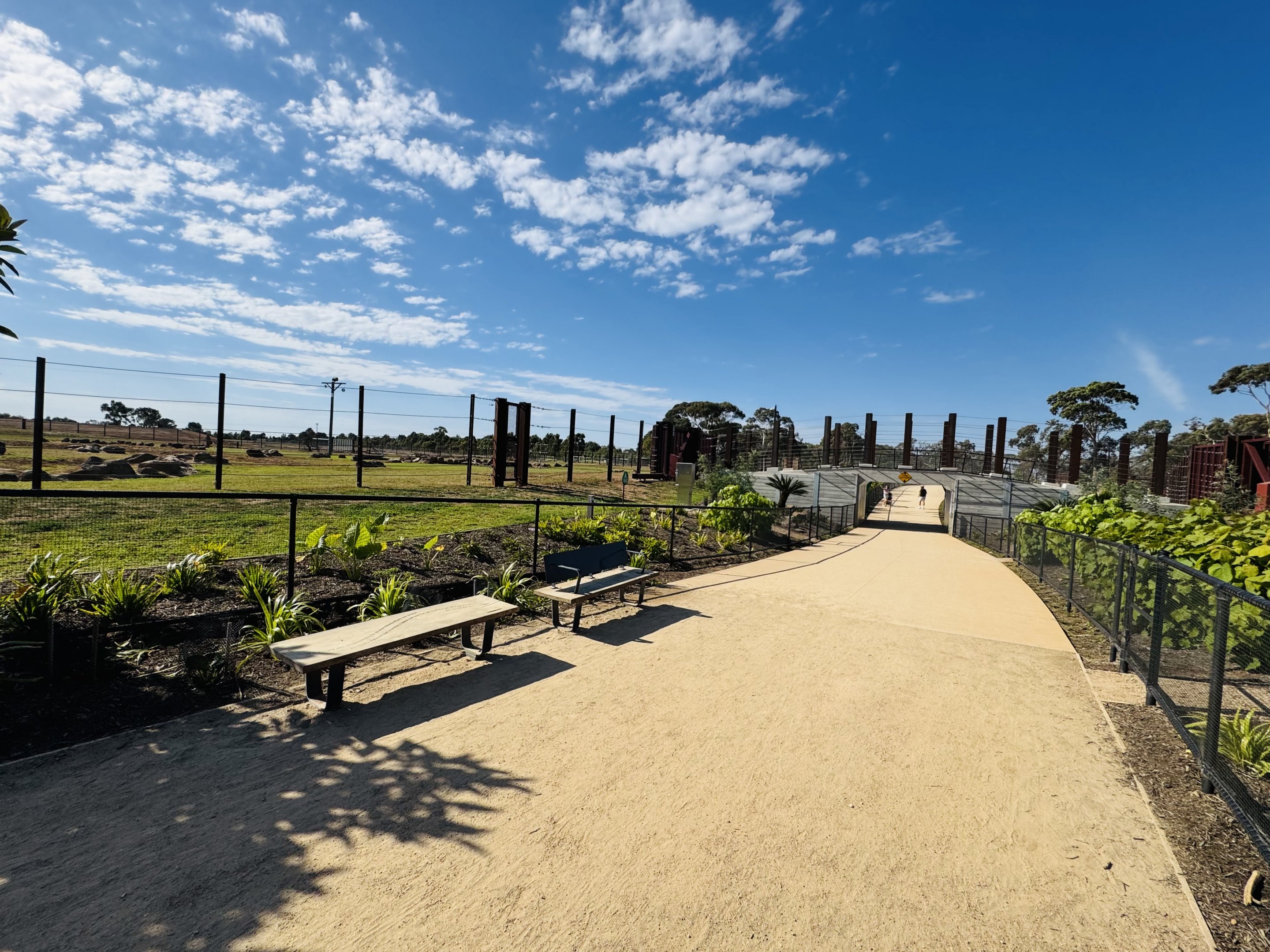 Elephant Trail (New): overhead bridge to additional enclosure