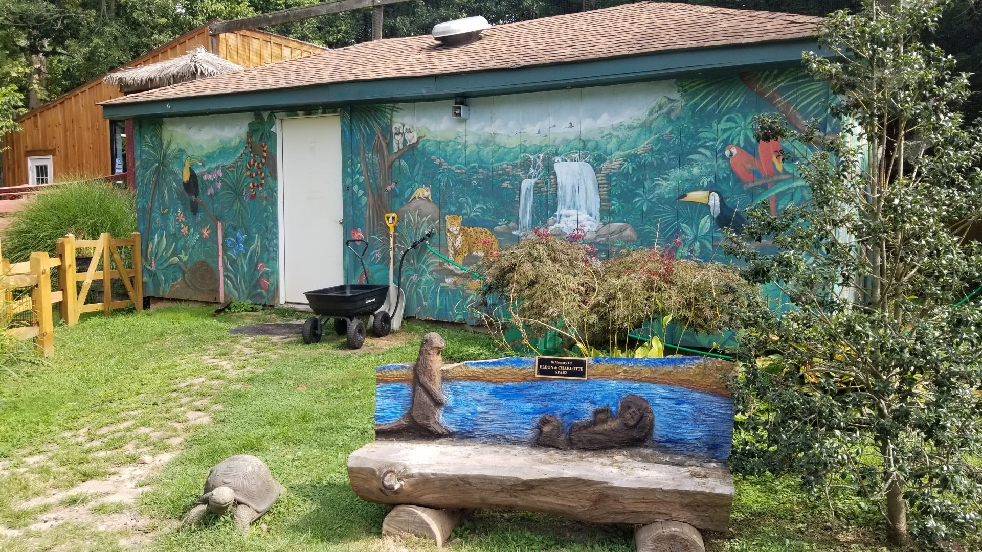 Elmwood Park - Barn for otters, otter bench
