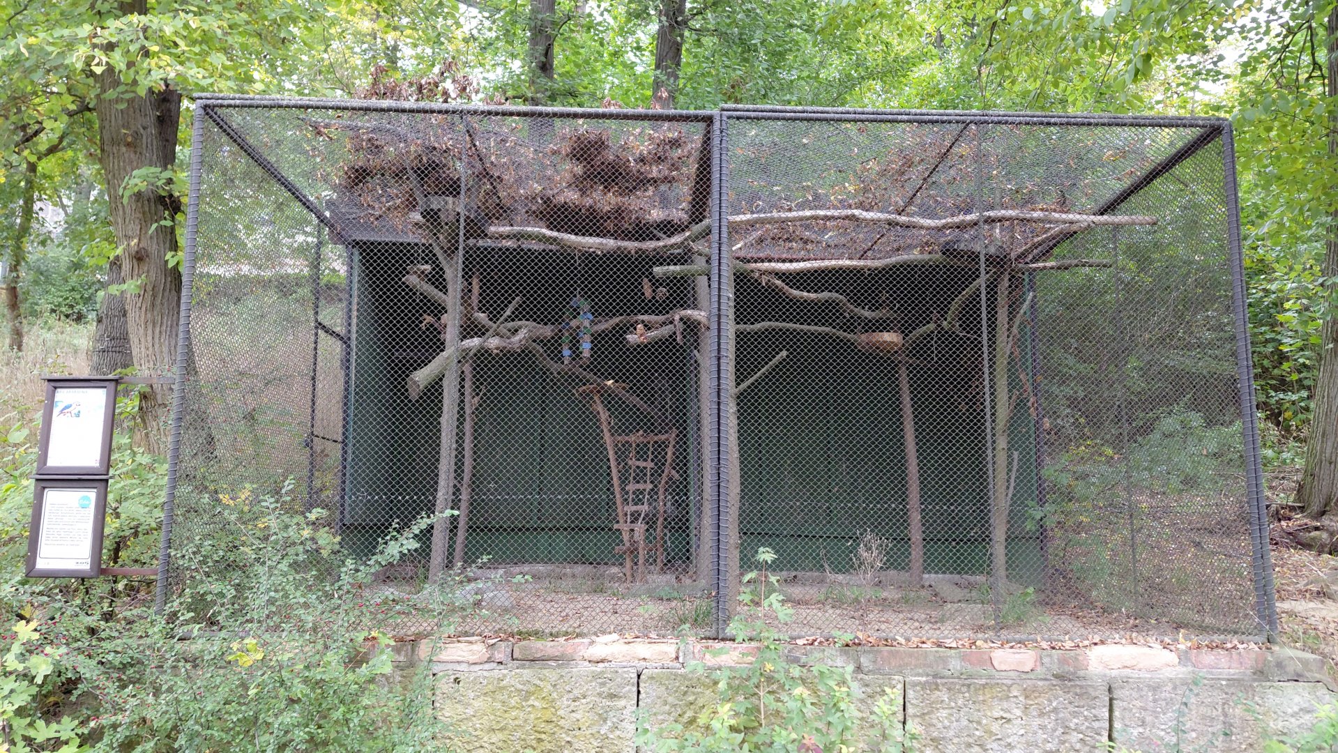 Empty macaw aviary