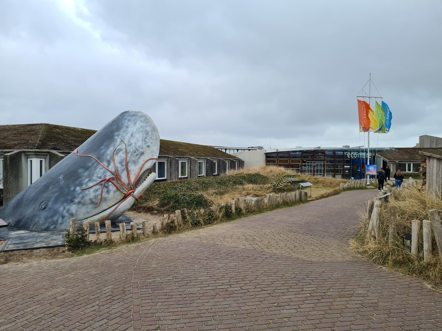Entrance and sperm whale statue