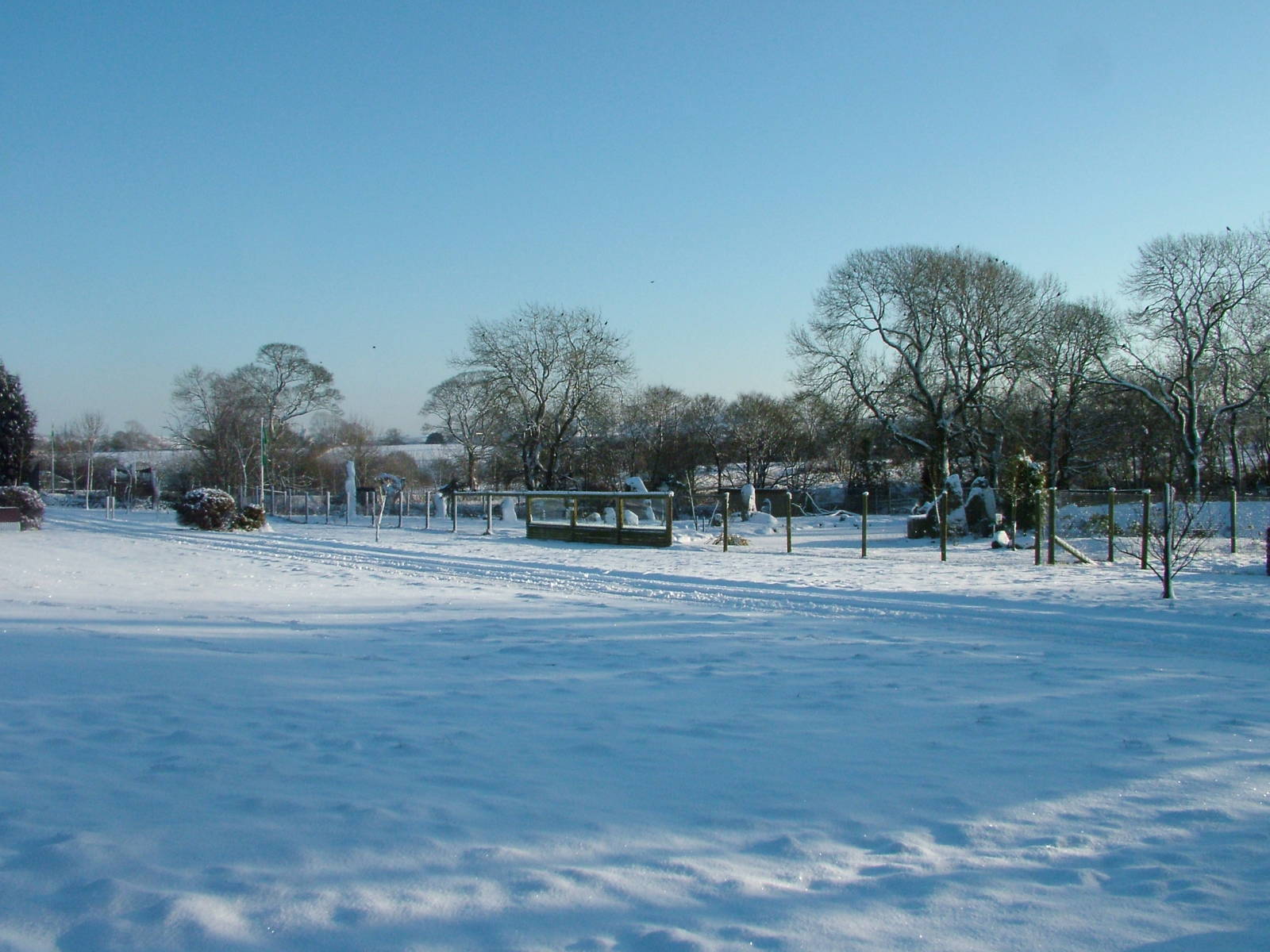 Entrance road and pelican exhibit, Blackbrook in the Snow, 03/01/10