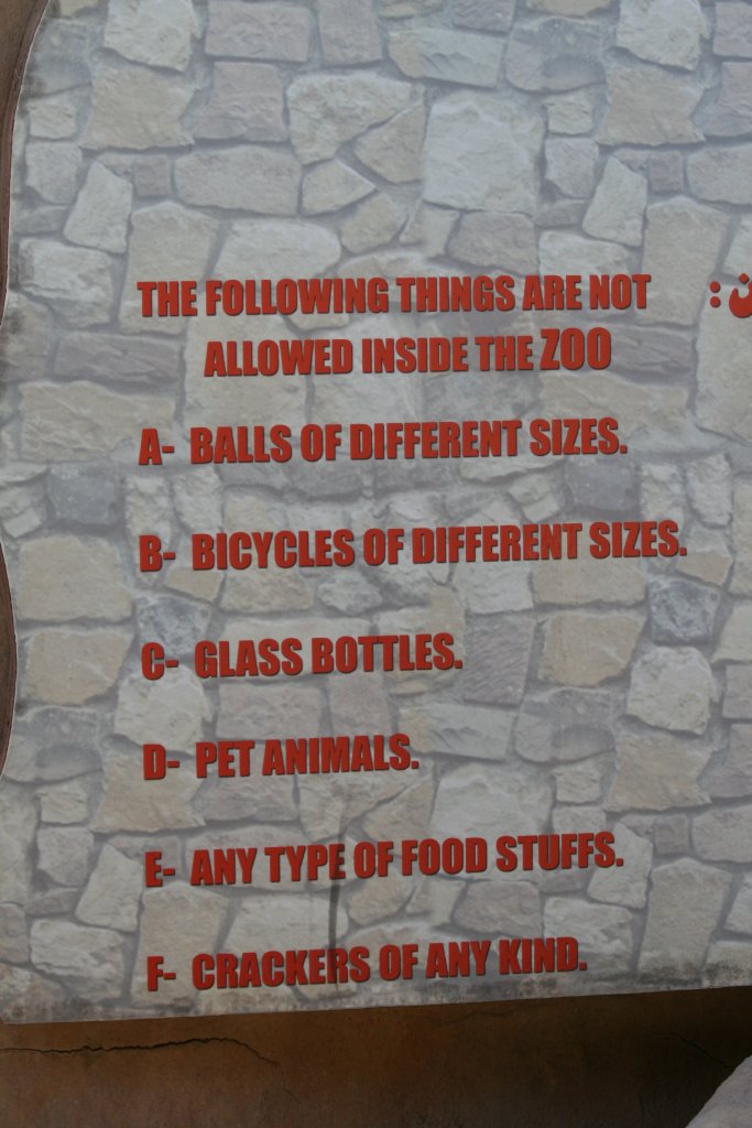 Entrance sign - prohibited items