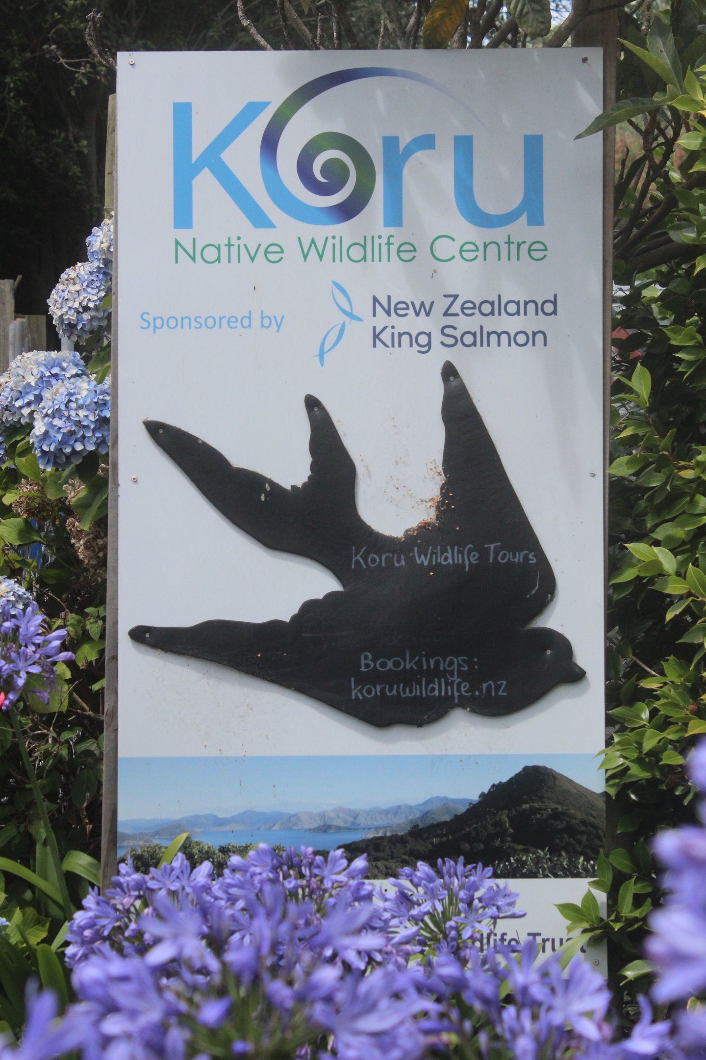 Entrance signage, Koru Native Wildlife Centre