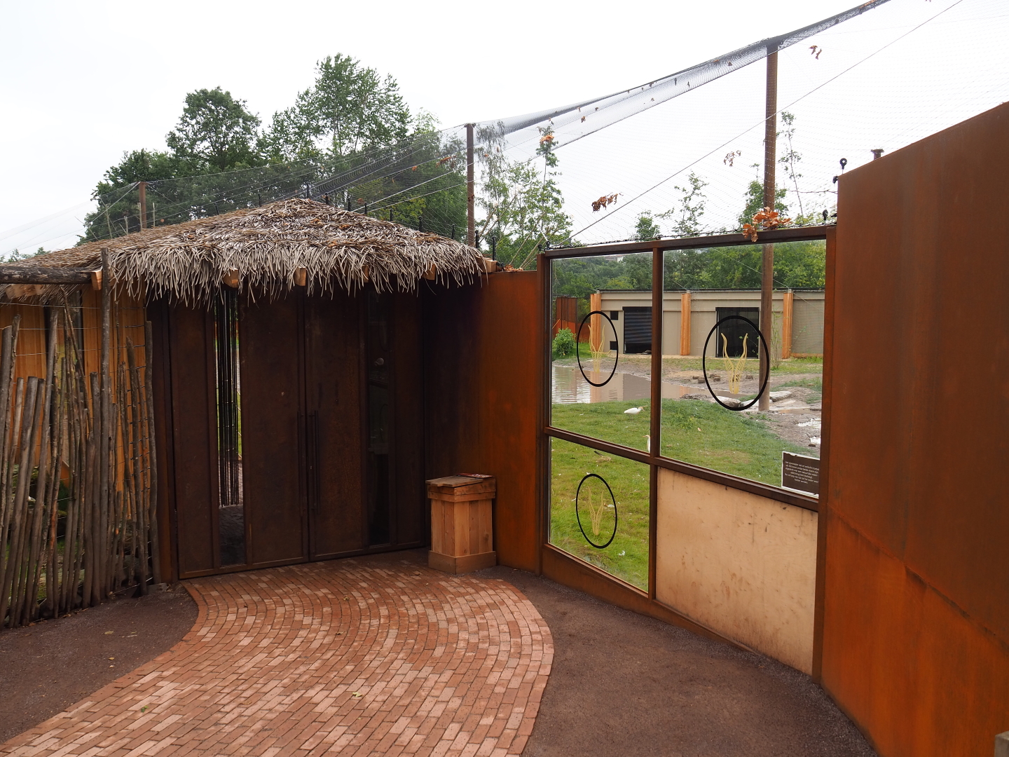 Entrance to and viewing window into the new greater flamingo aviary, 2019-07-21