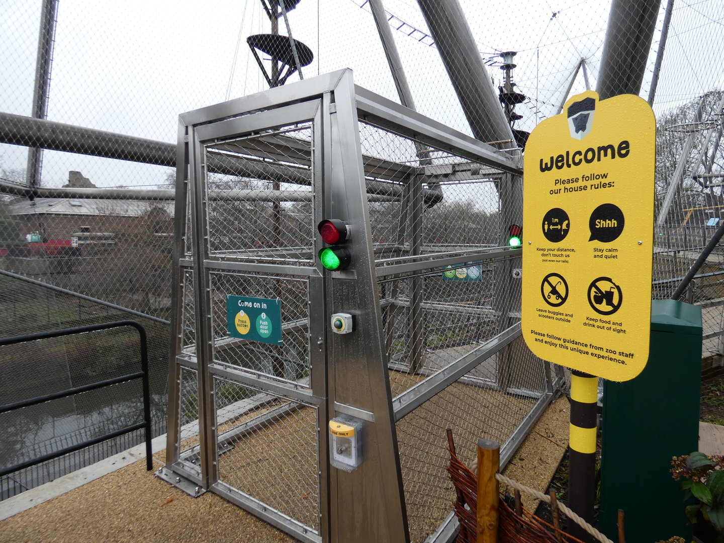 Entrance to colobus walk-through enclosure