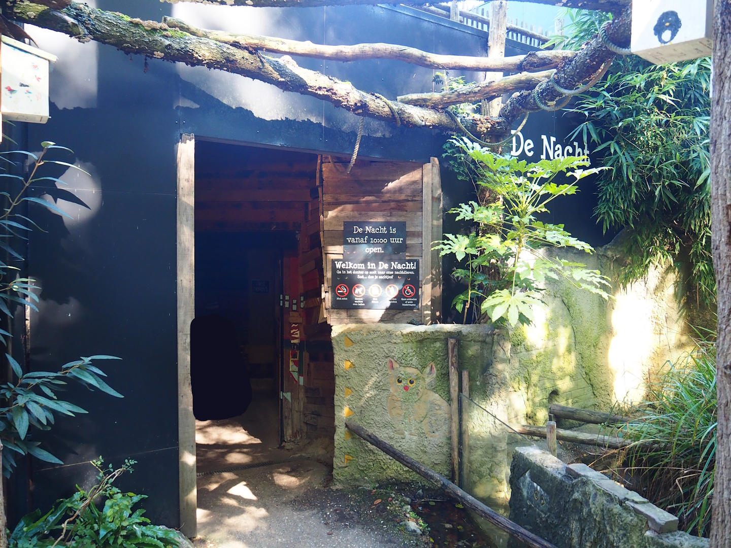 Entrance to "De Nacht" (The Night) Nocturnal house, next to yellow mongoose exhibit, 2023-09-24