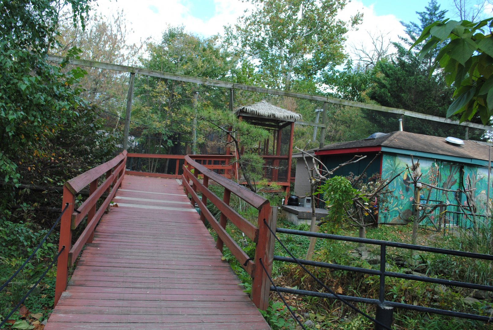 Entrance to Flamigo/Otter/Porcupine/Bobcat/Alligator Complex (Parrots exhibit on the right)