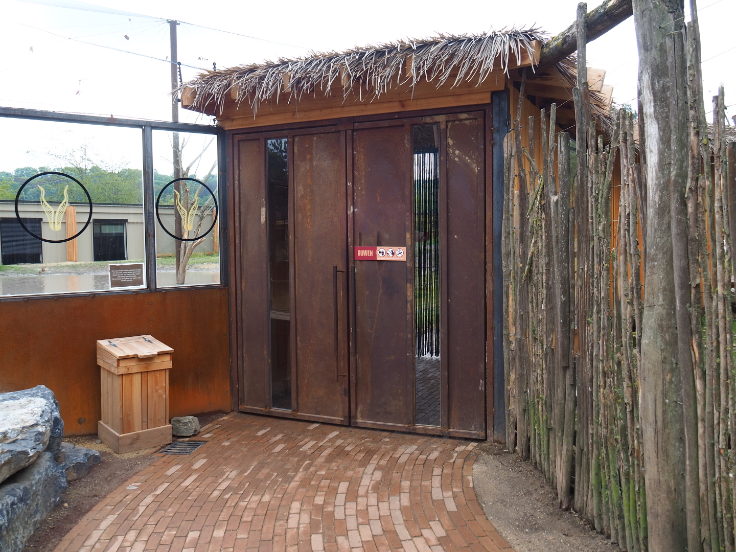 Entrance to the new greater flamingo aviary, 2019-07-21