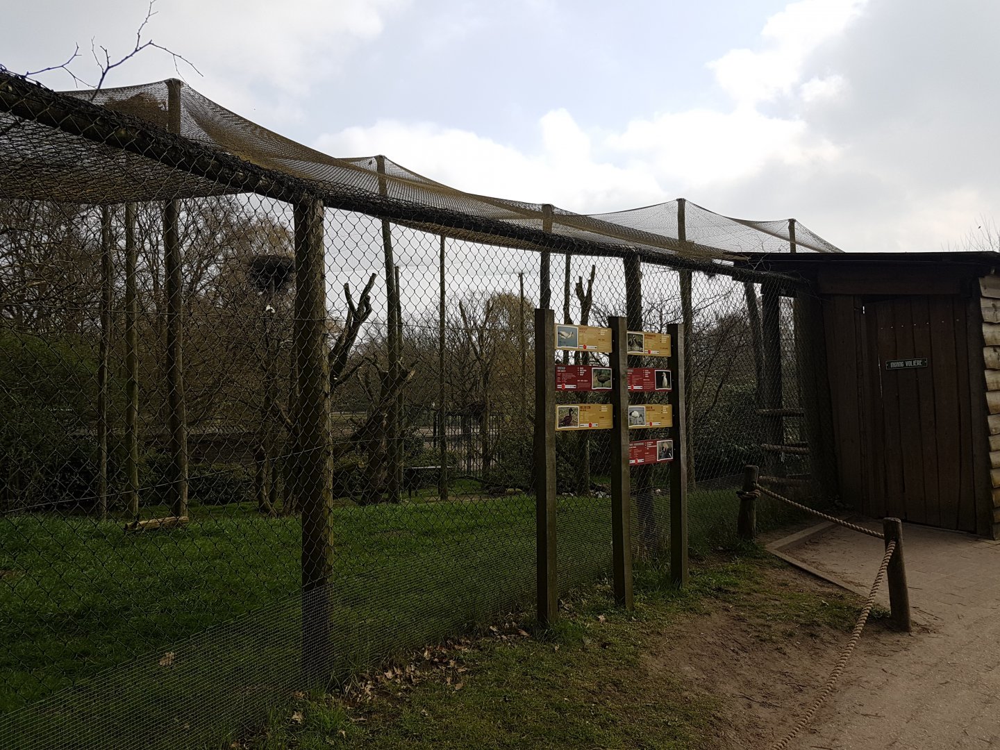 Entrance Walk-in aviary for African birds