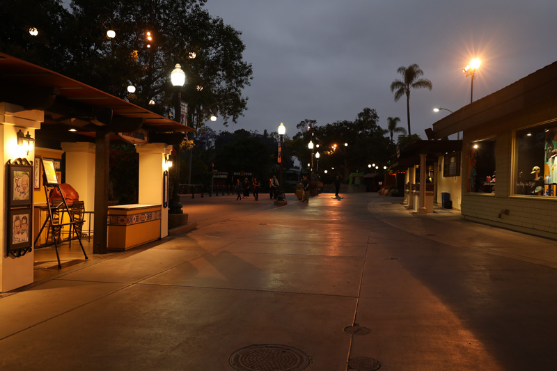entry plaza at dusk