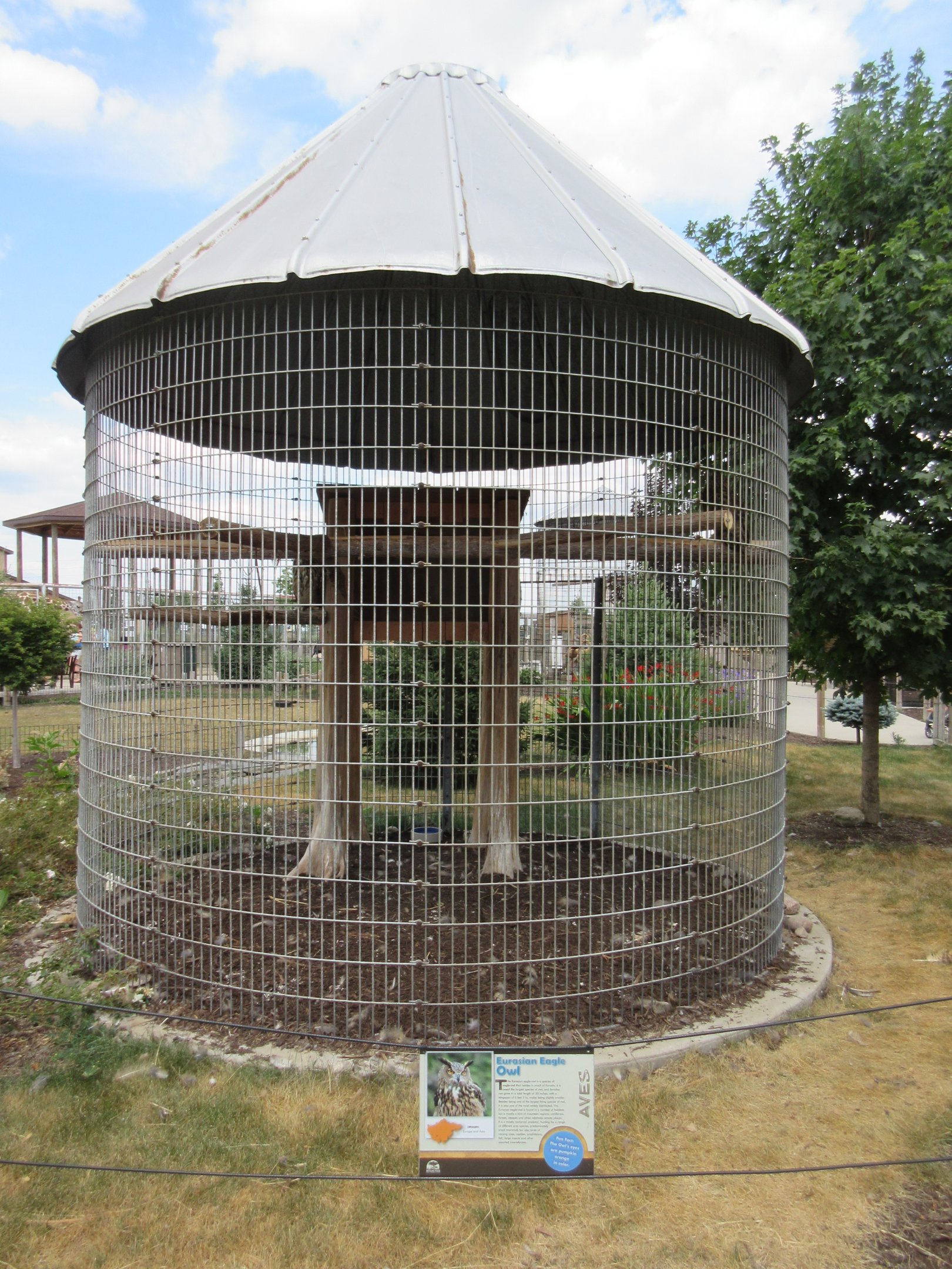 Eurasian Eagle Owl Exhibit (corn crib cage)
