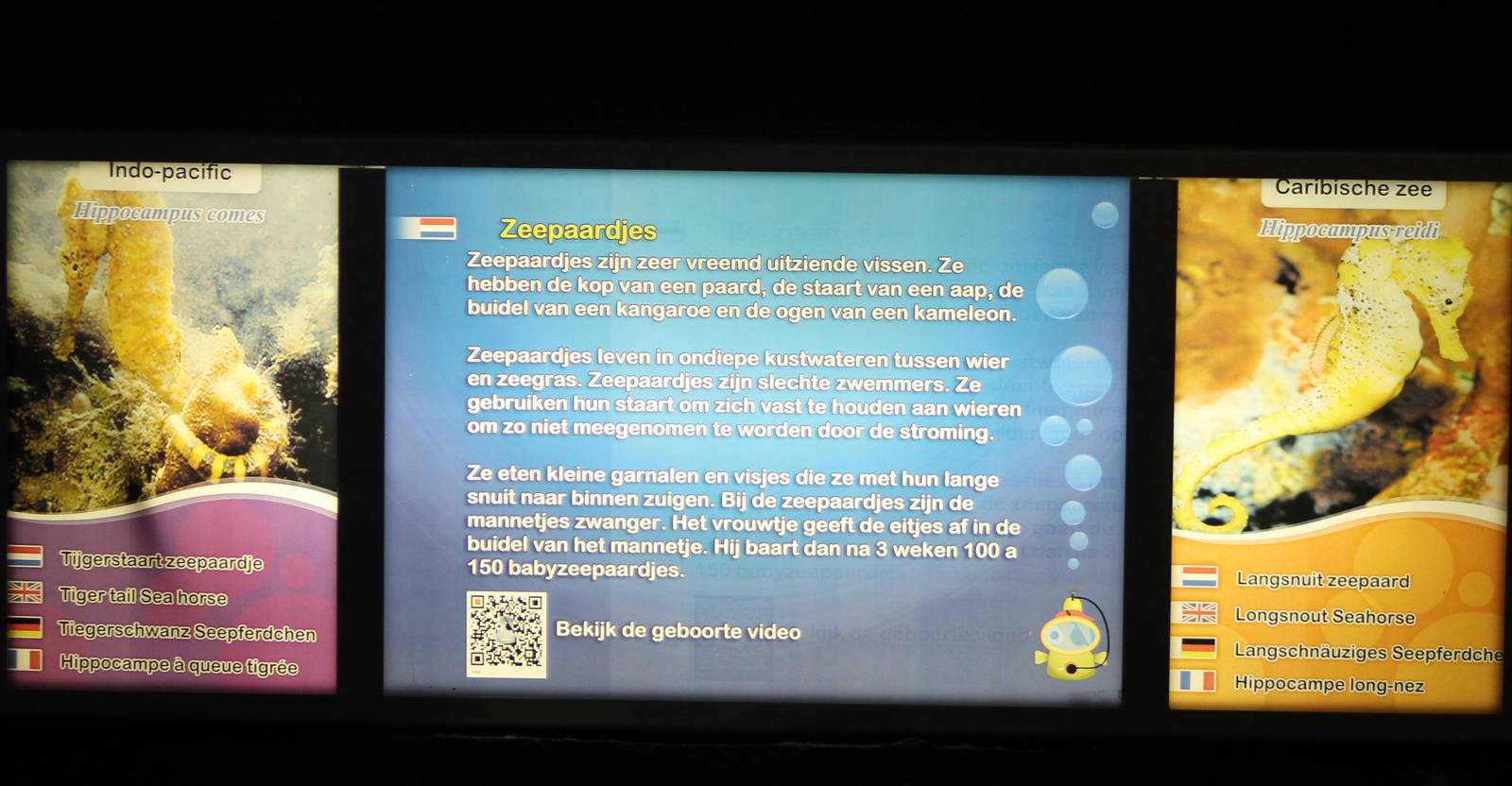 example of sign at the aquarium