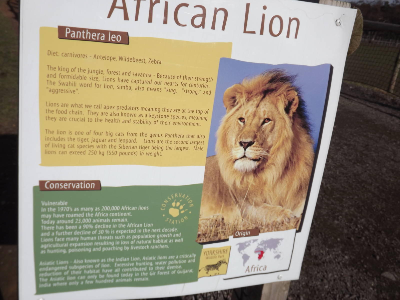 Example of signage at Yorkshire Wildlife Park 18/02/12