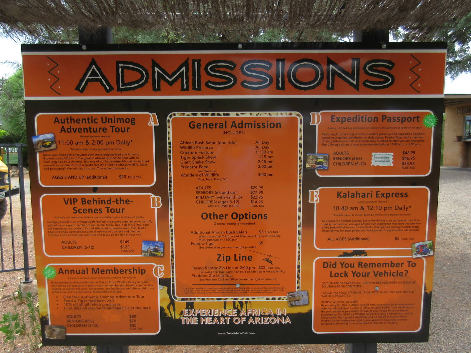 Expensive Zoo! ($33 per adult is the basic entrance fee plus extras)