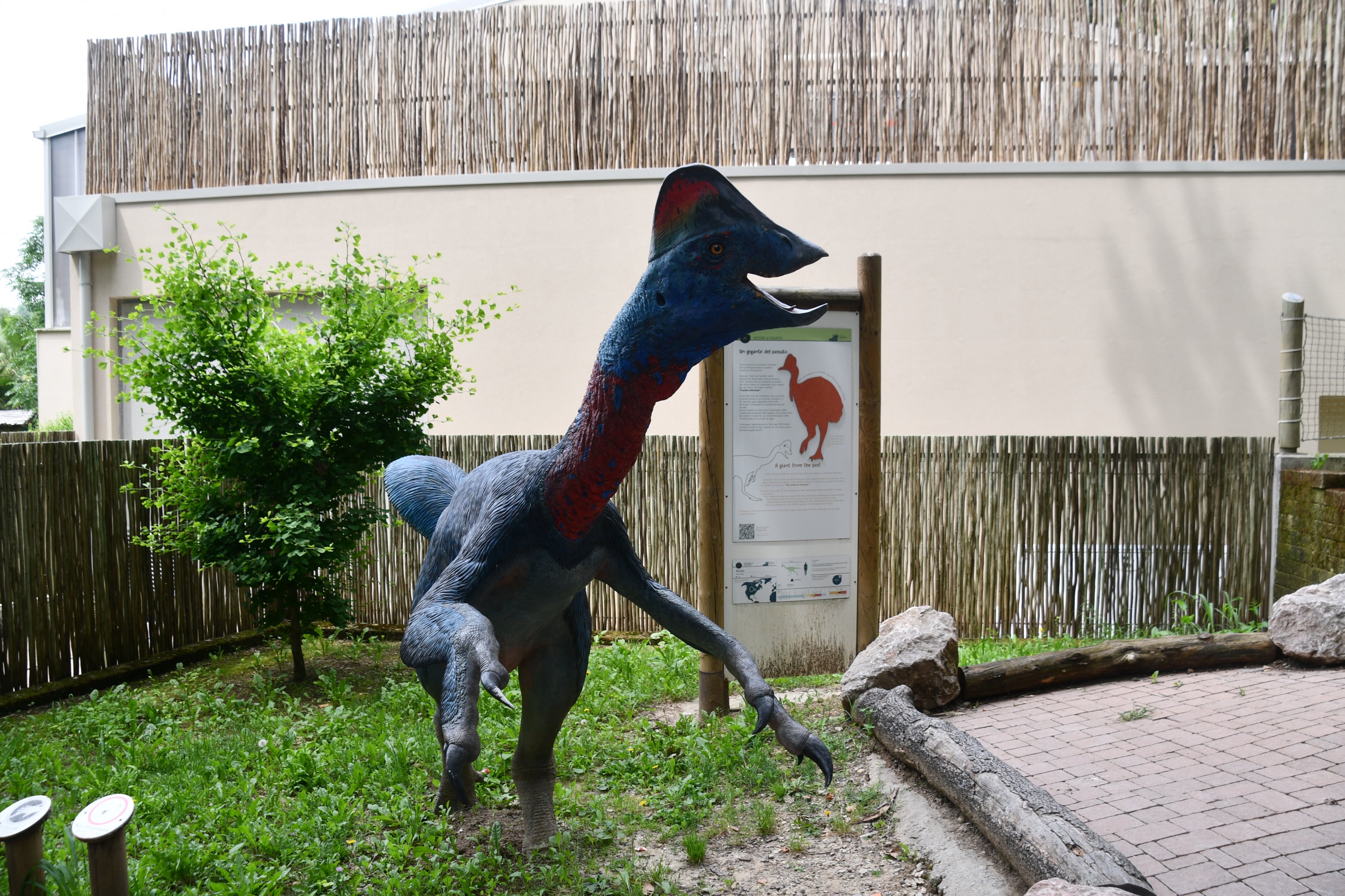 Extinct animal statues in front of the House of Giants