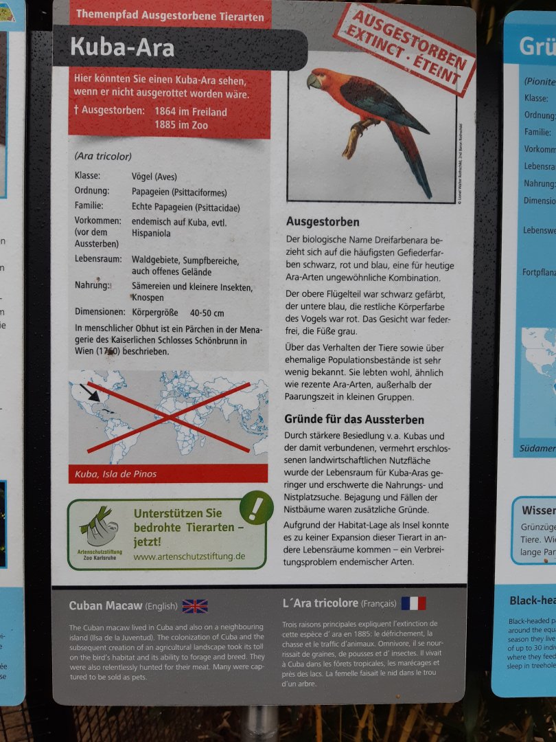 Extinct species signage example