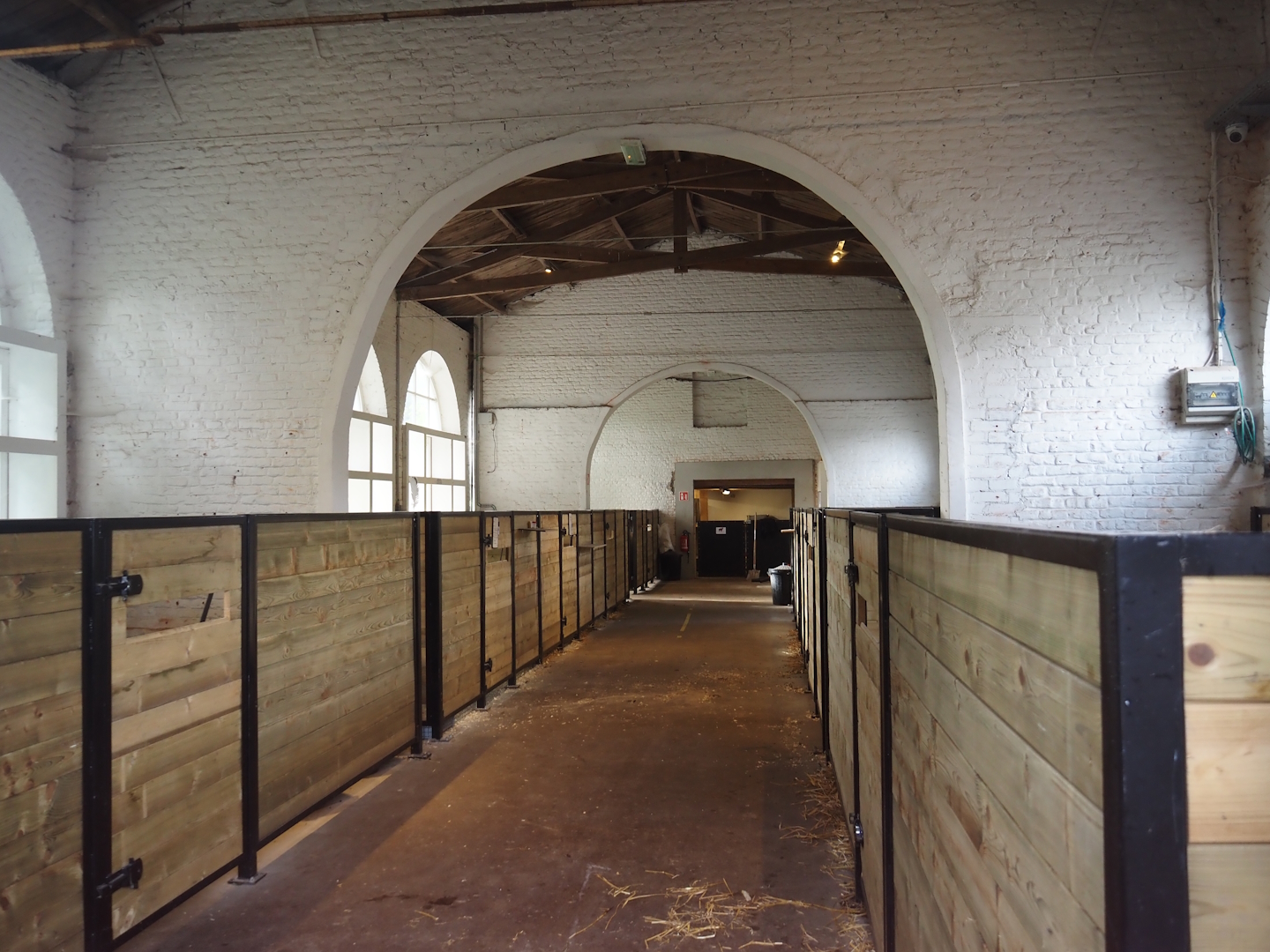 Farm animal stables in former gift shop building, 2024-09-17