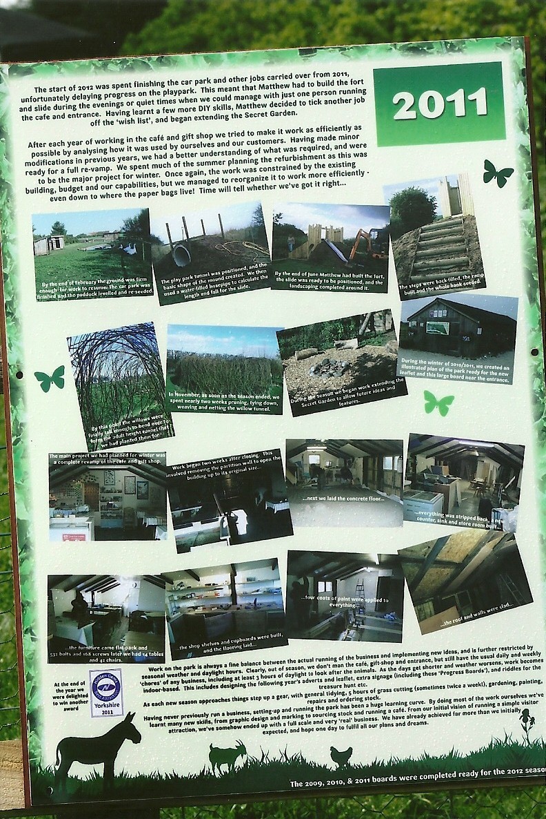 Filey Bird Garden and Animal Park, new "Story so Far" signage