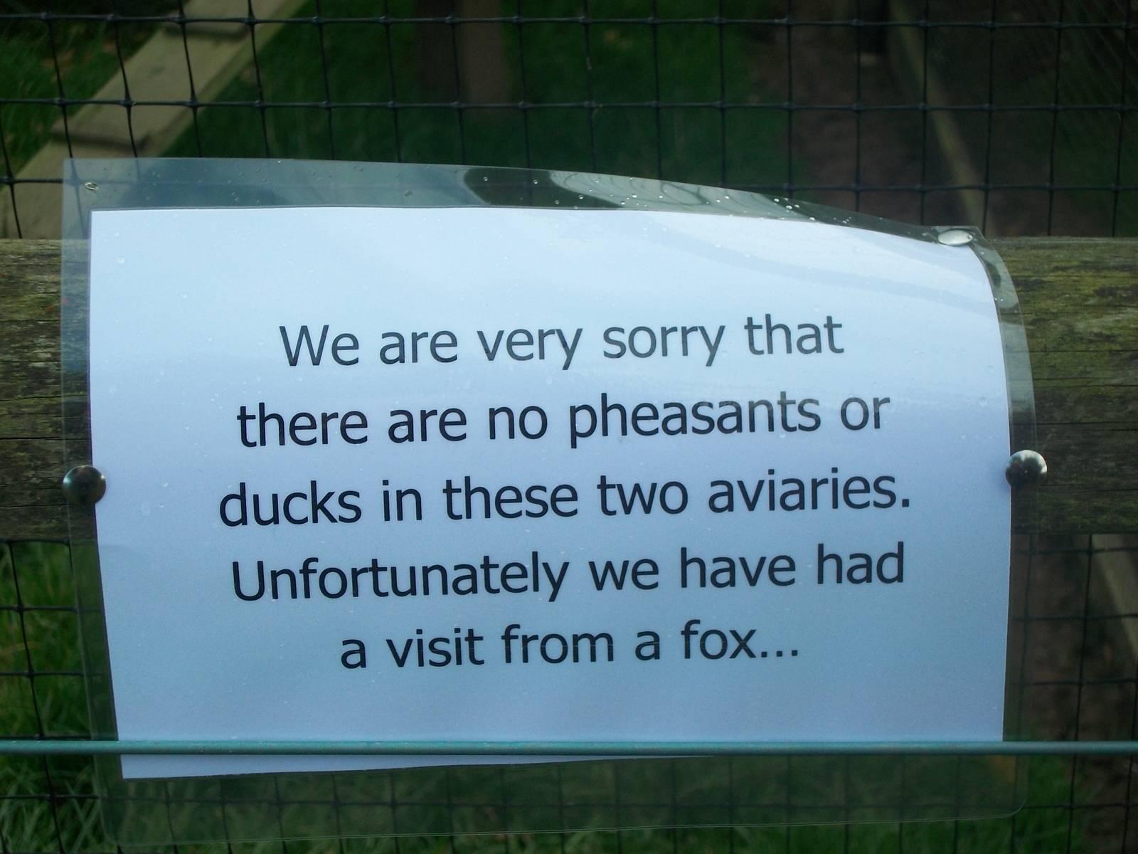 Filey Bird Garden and Animal Park signage 26th October 2012